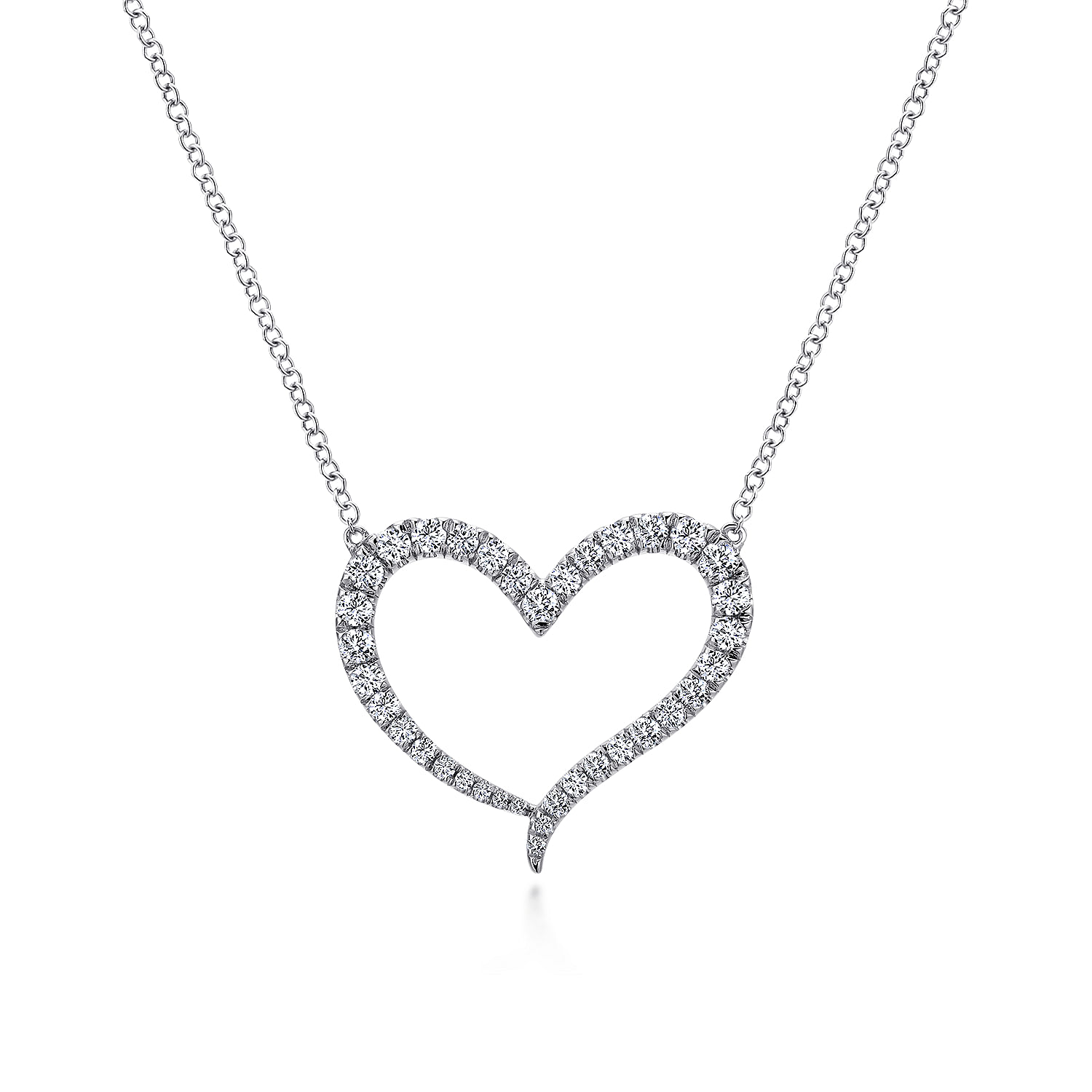 14k White Gold 17in Diamond Cut Polished 3-Heart Pendant Necklace 