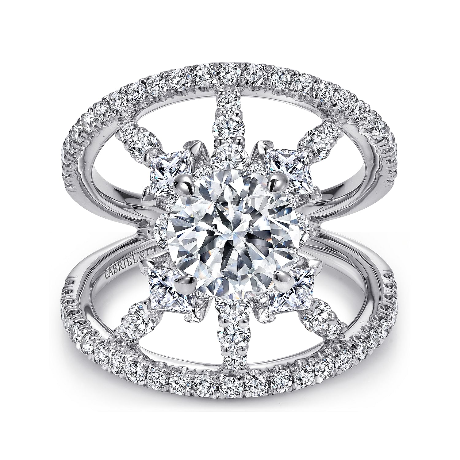Gabriel - 14K White Gold Round Diamond Engagement Ring