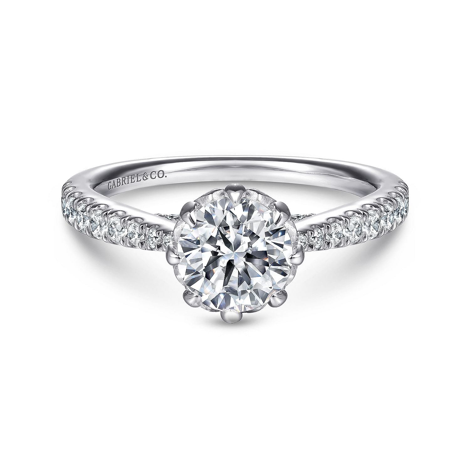 Gabriel - 14K White Gold Round Diamond Engagement Ring