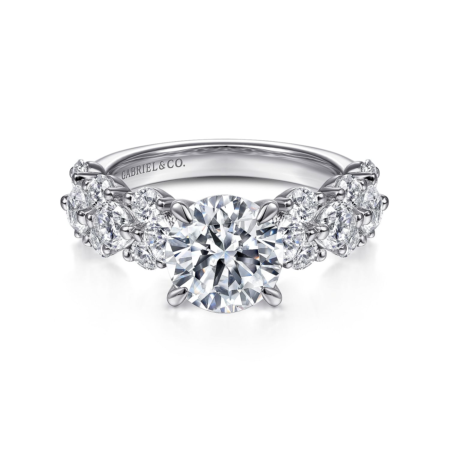 Gabriel - 14K White Gold Round Diamond Engagement Ring
