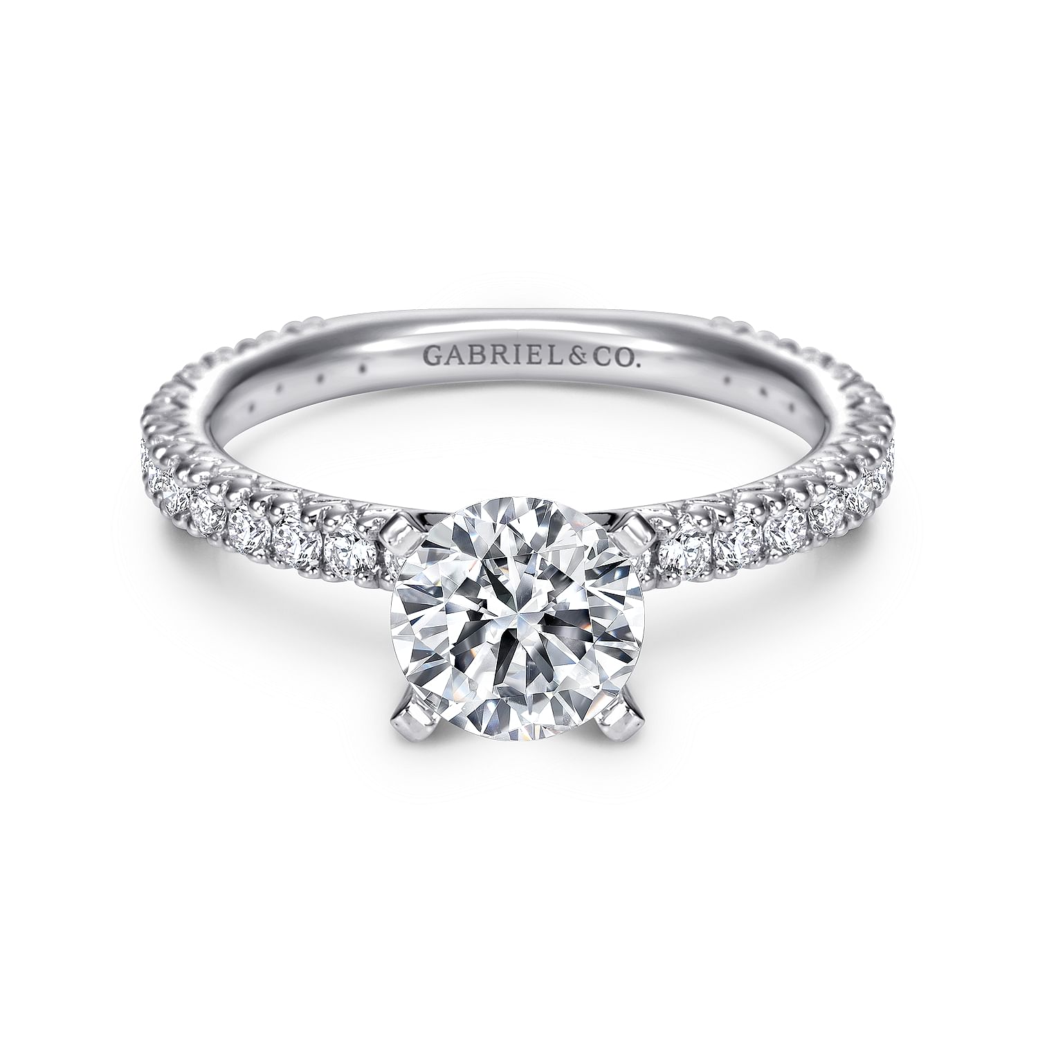 Gabriel - 14K White Gold Round Diamond Engagement Ring