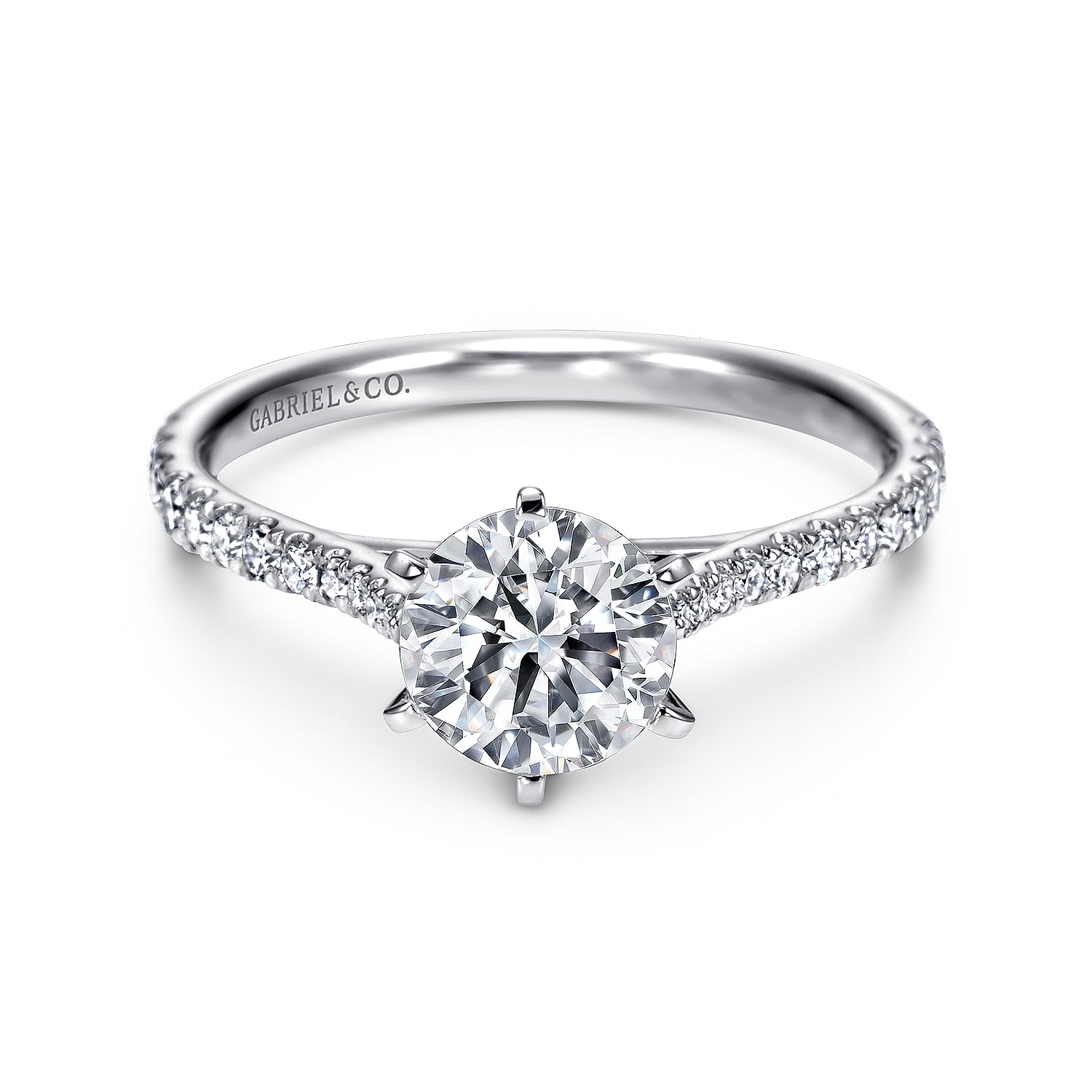 Gabriel - 14K White Gold Round Diamond Engagement Ring