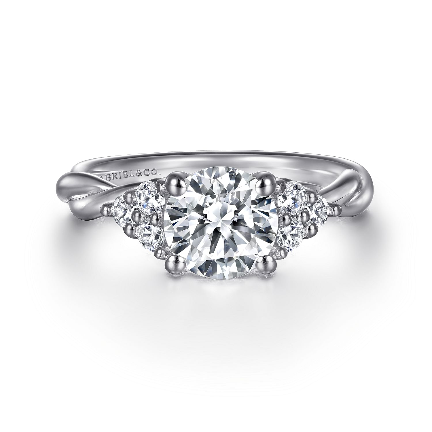 Gabriel - 14K White Gold Round Twisted Diamond Engagement Ring