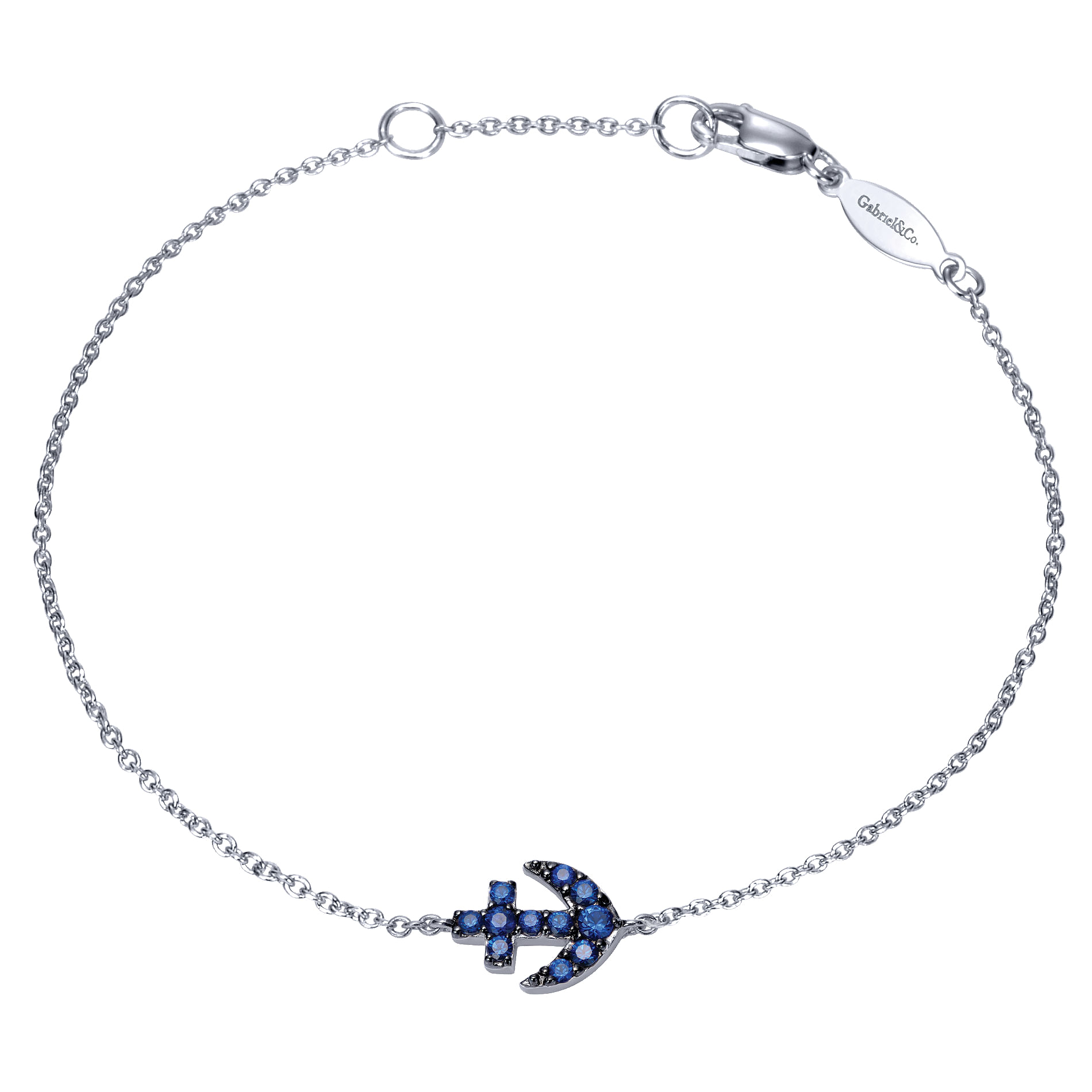 14K White Gold Sapphire Anchor Chain Bracelet - TB3090W4JSA