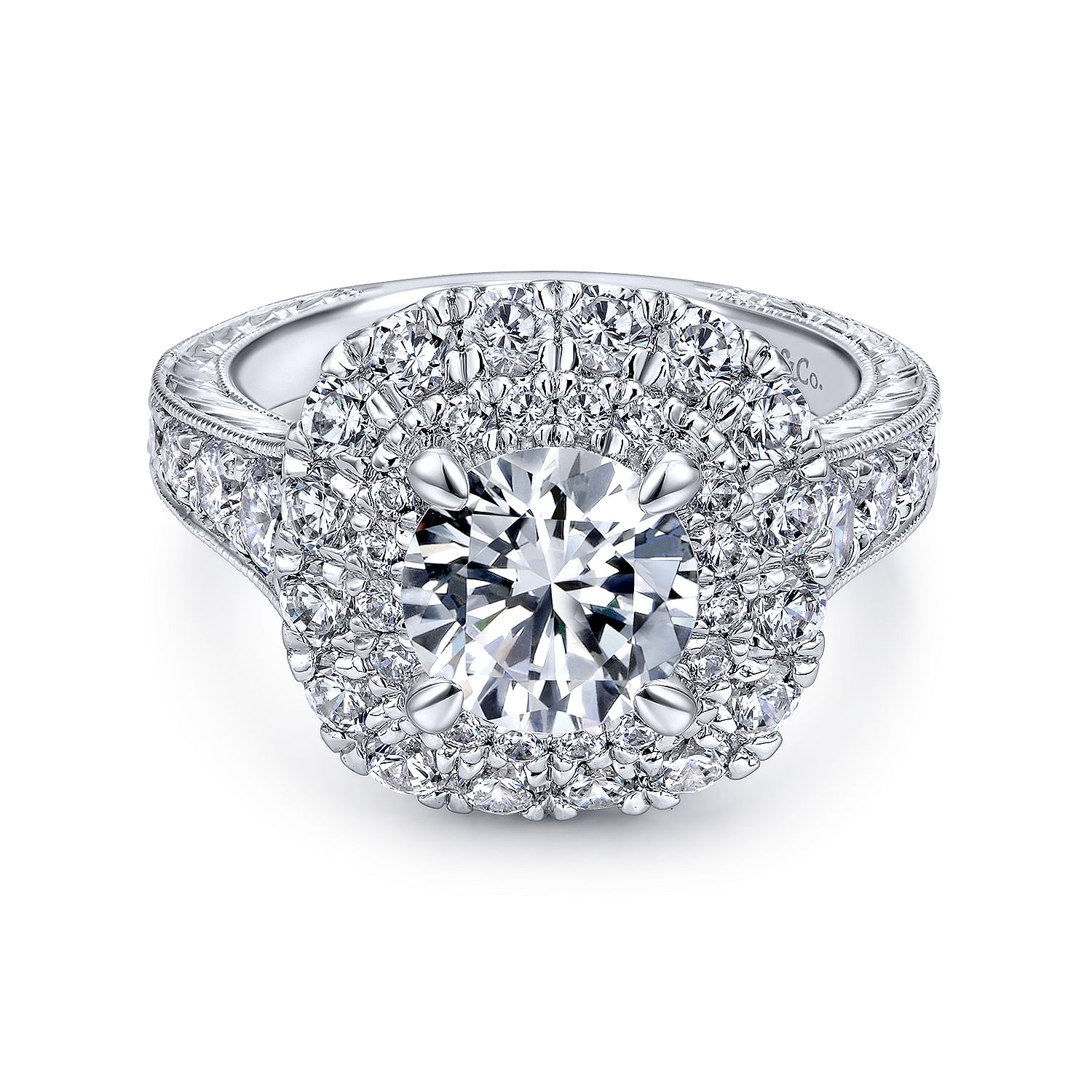 Gabriel - 18K White Gold Round Diamond Engagement Ring