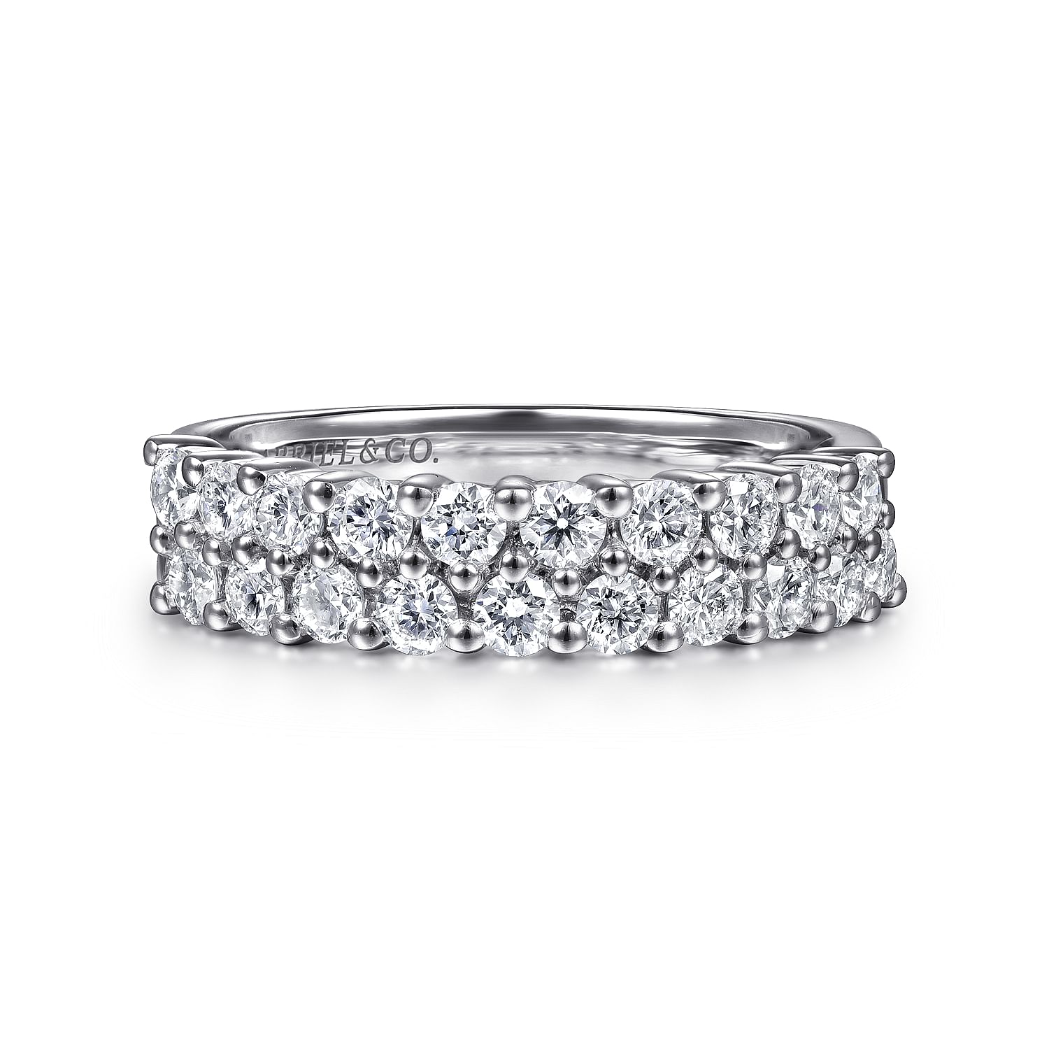 Gabriel - Two Row 14K White Gold Prong Set Diamond Anniversary Band