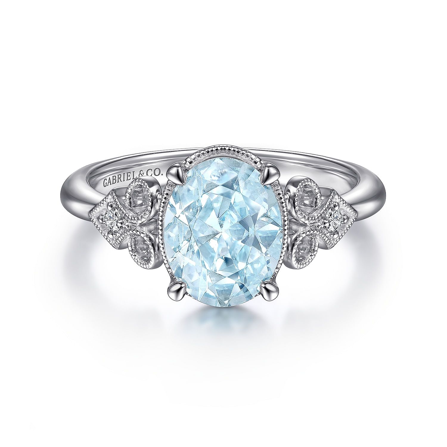 Vintage 14K White Gold Diamond and Sky Blue Topaz Ring - LR52040W45LB