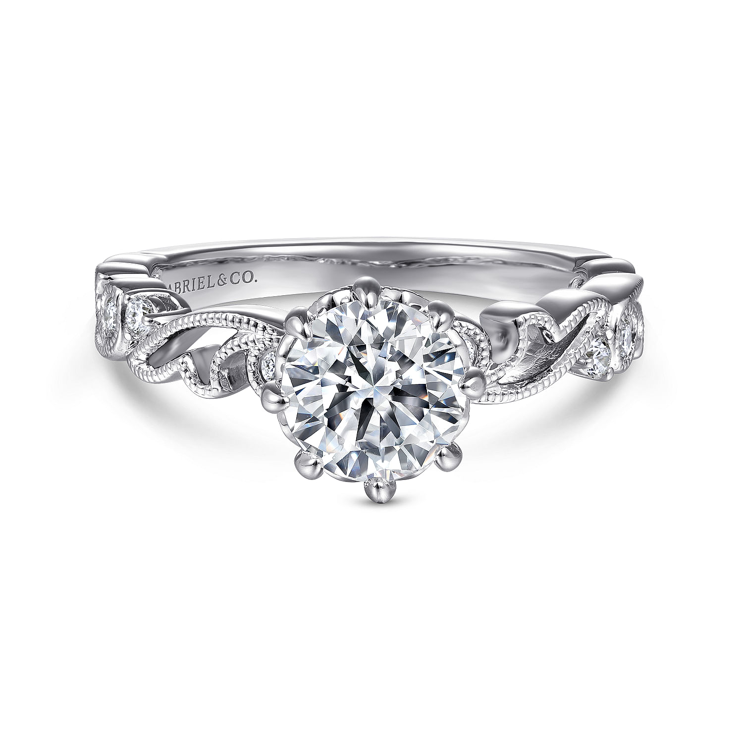 14K White Gold French Pavé Set Diamond Ring Enhancer | AN12740L