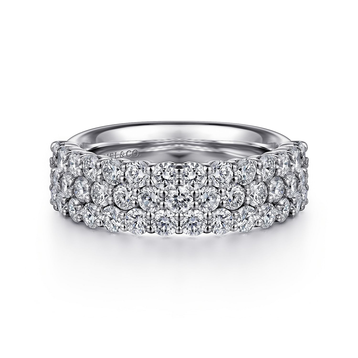 Gabriel - Wide 14K White Gold Pavé Diamond Anniversary Band
