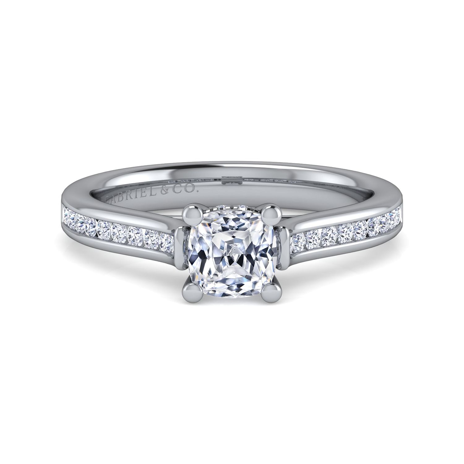 14k White Gold Cushion Cut Diamond Engagement Ring