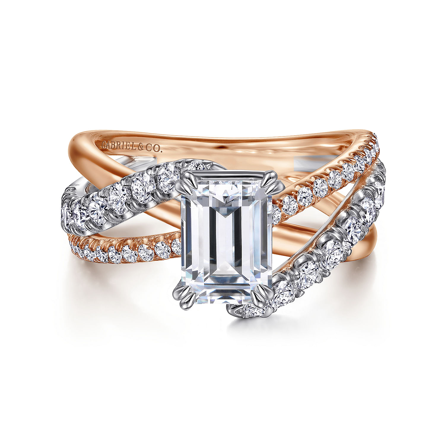 rose gold emerald cut engagement rings