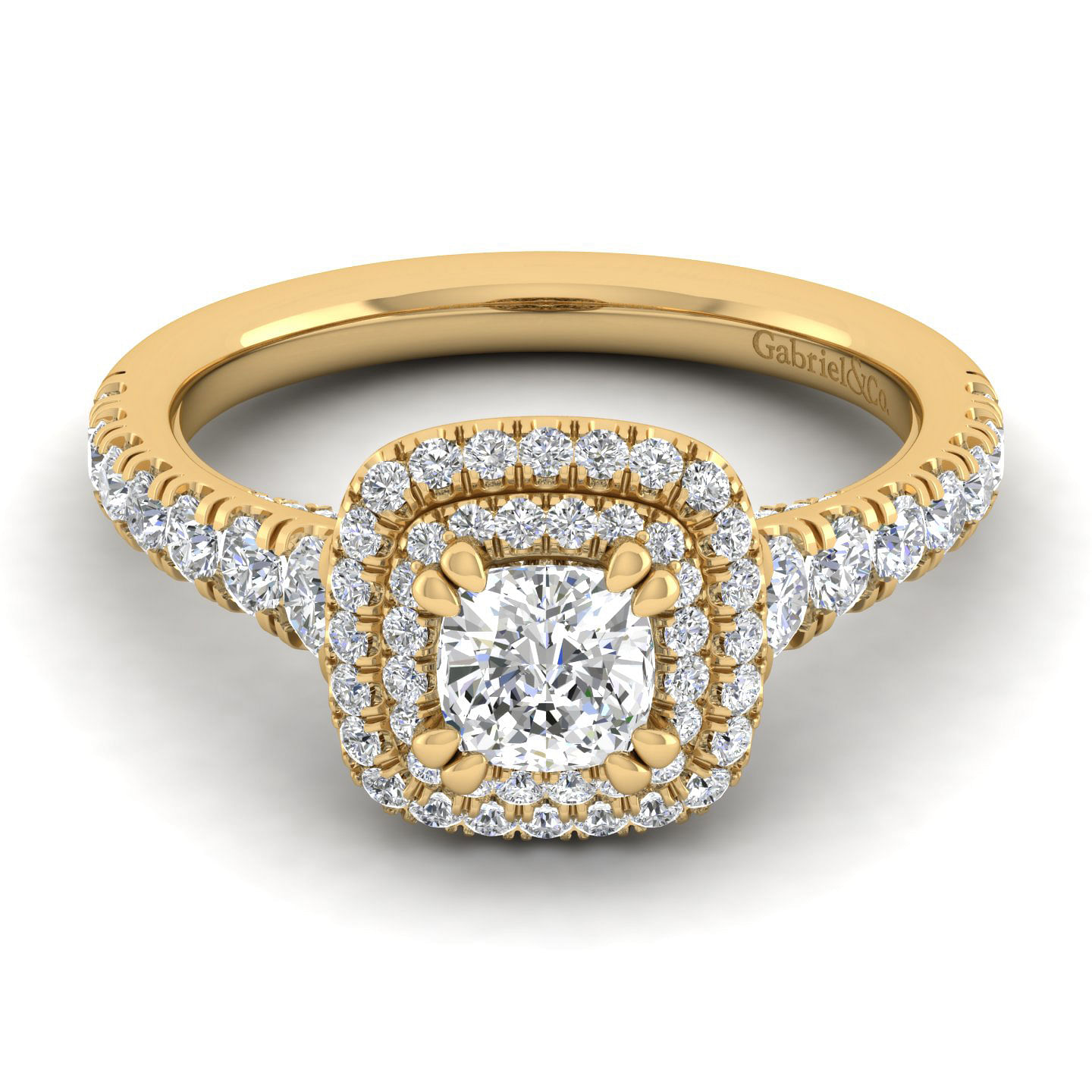 14k Yellow Gold Cushion Cut Diamond Engagement Ring