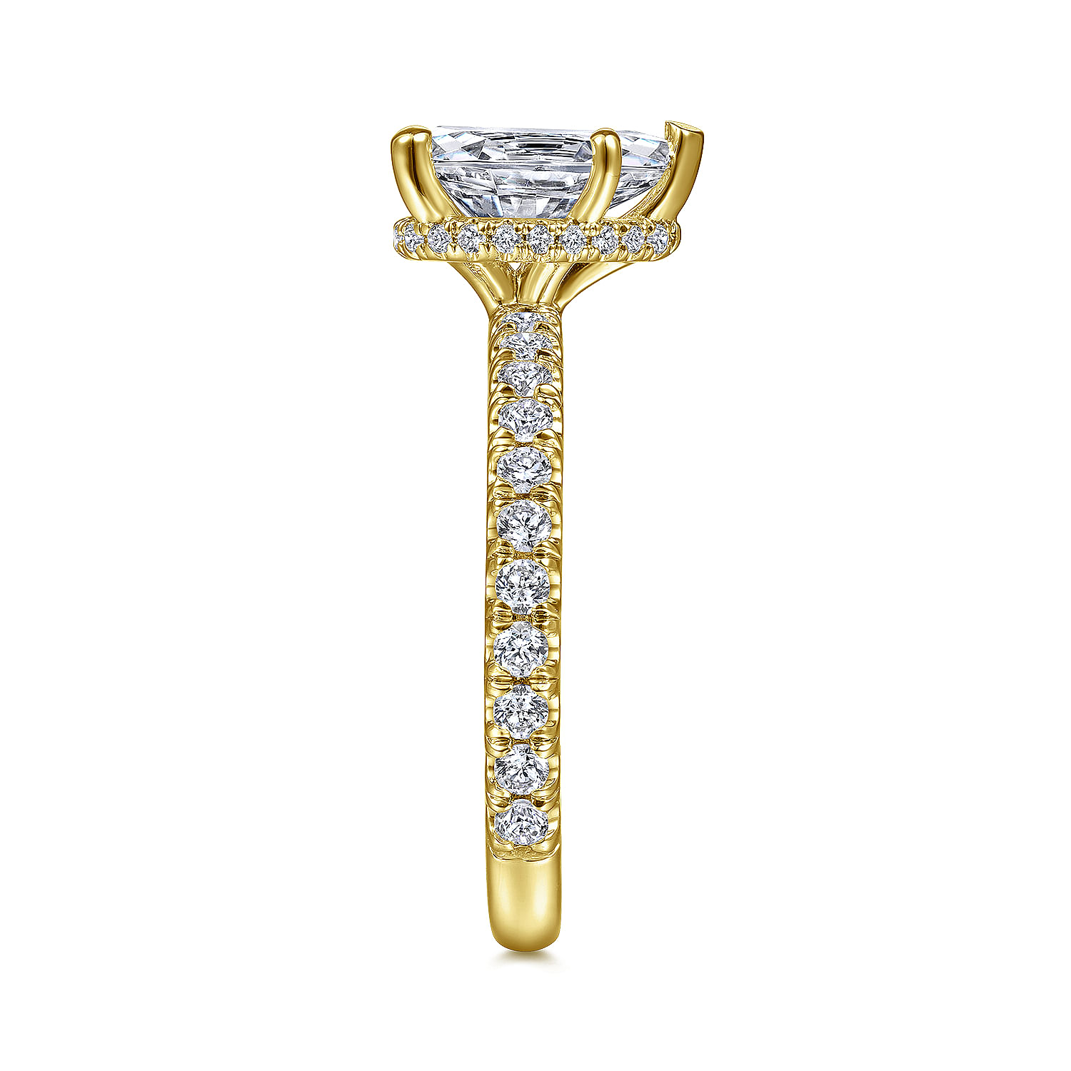 14K Yellow Gold Hidden Halo Pear Shape Diamond Engagement Ring ...