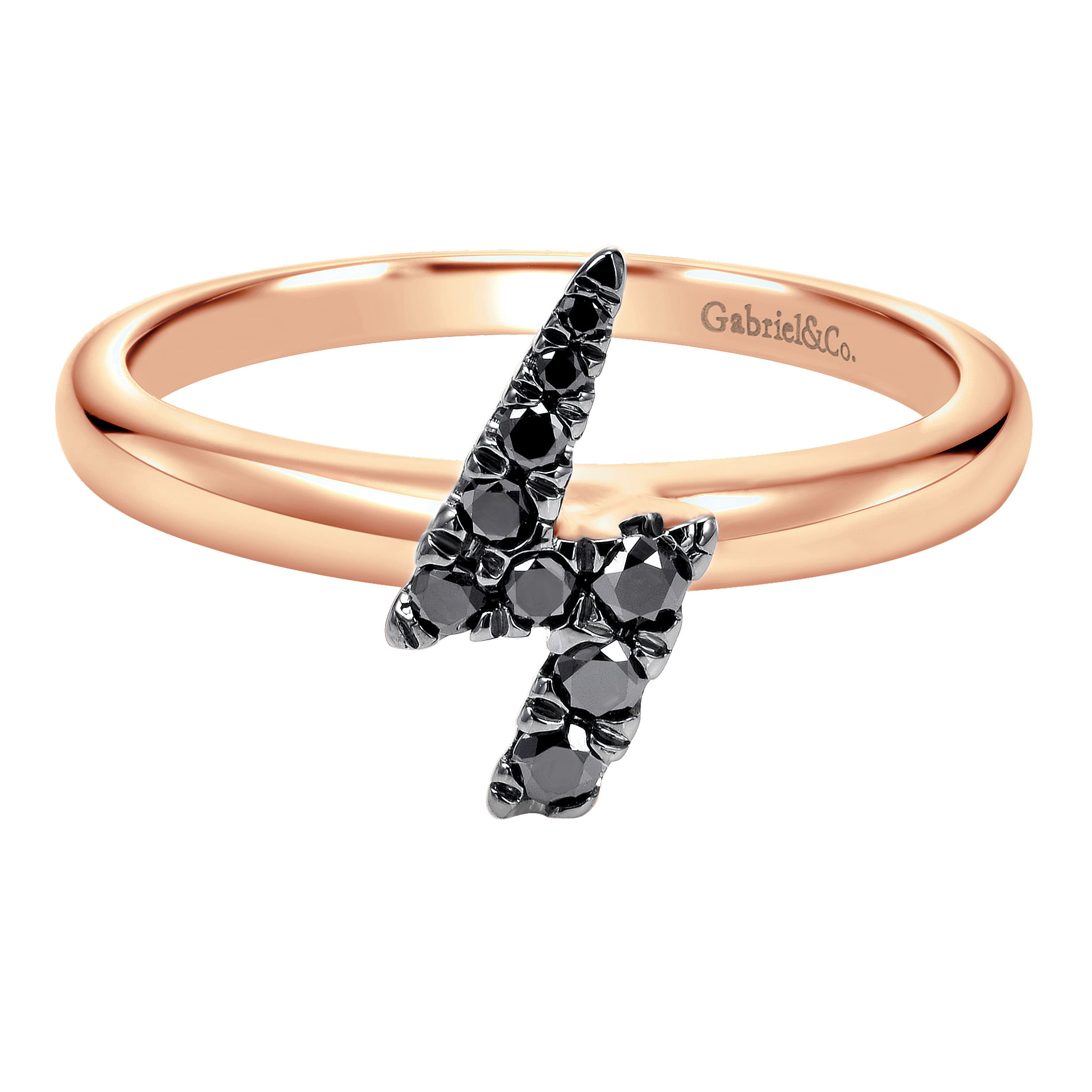 14k Pink Gold Black Diamond Stackable 14k Pink Gold Black Diamond Stackable