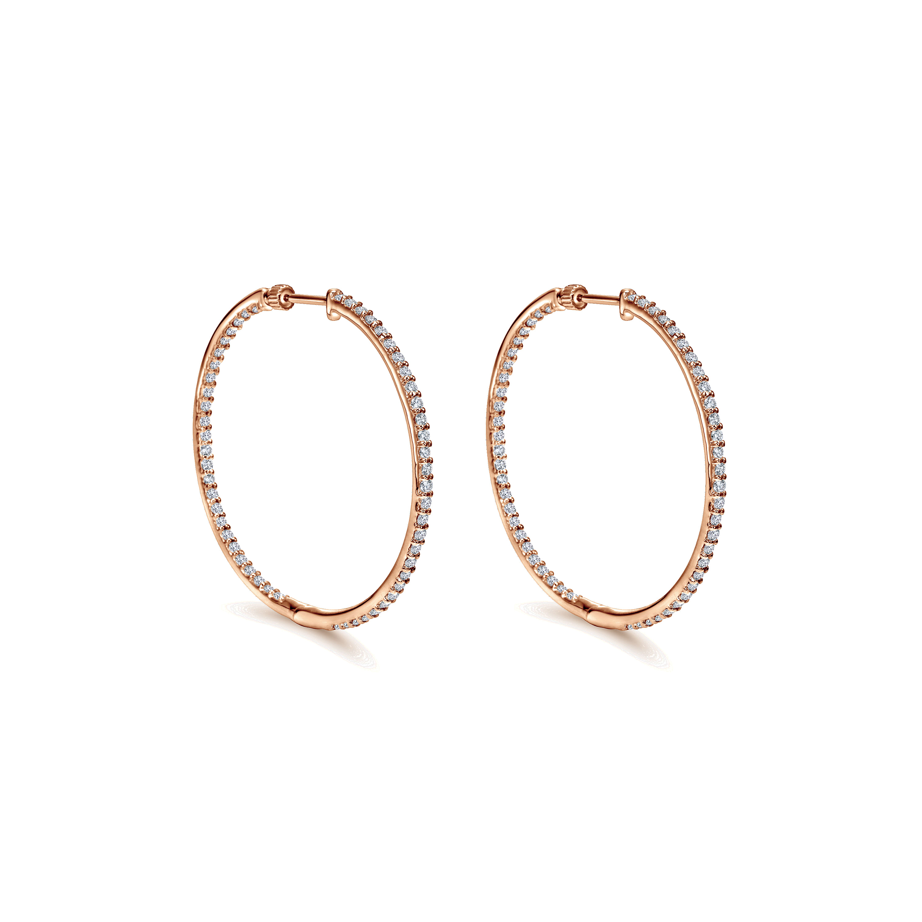 14k Pink Gold Diamond Classic Hoop 14k Pink Gold Diamond Classic Hoop