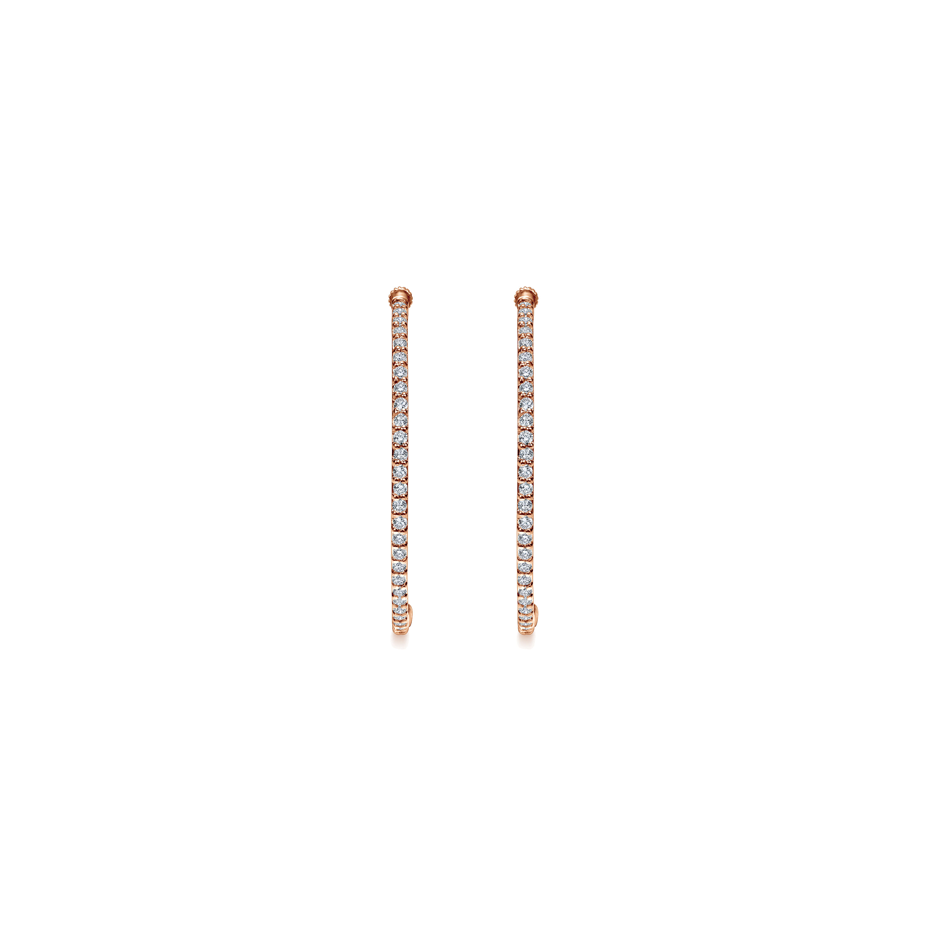 14k Pink Gold Diamond Classic Hoop Earrings angle 3 14k Pink Gold Diamond Classic Hoop Earrings angle 3