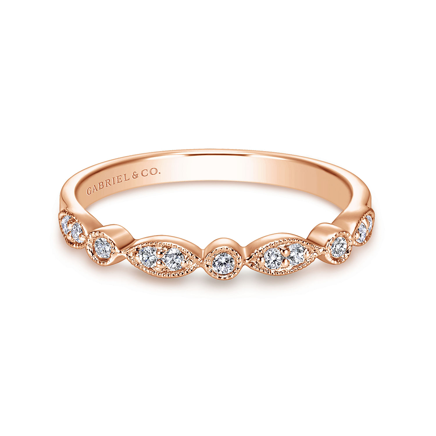 14k Pink Gold Diamond Curved 14k Pink Gold Diamond Curved