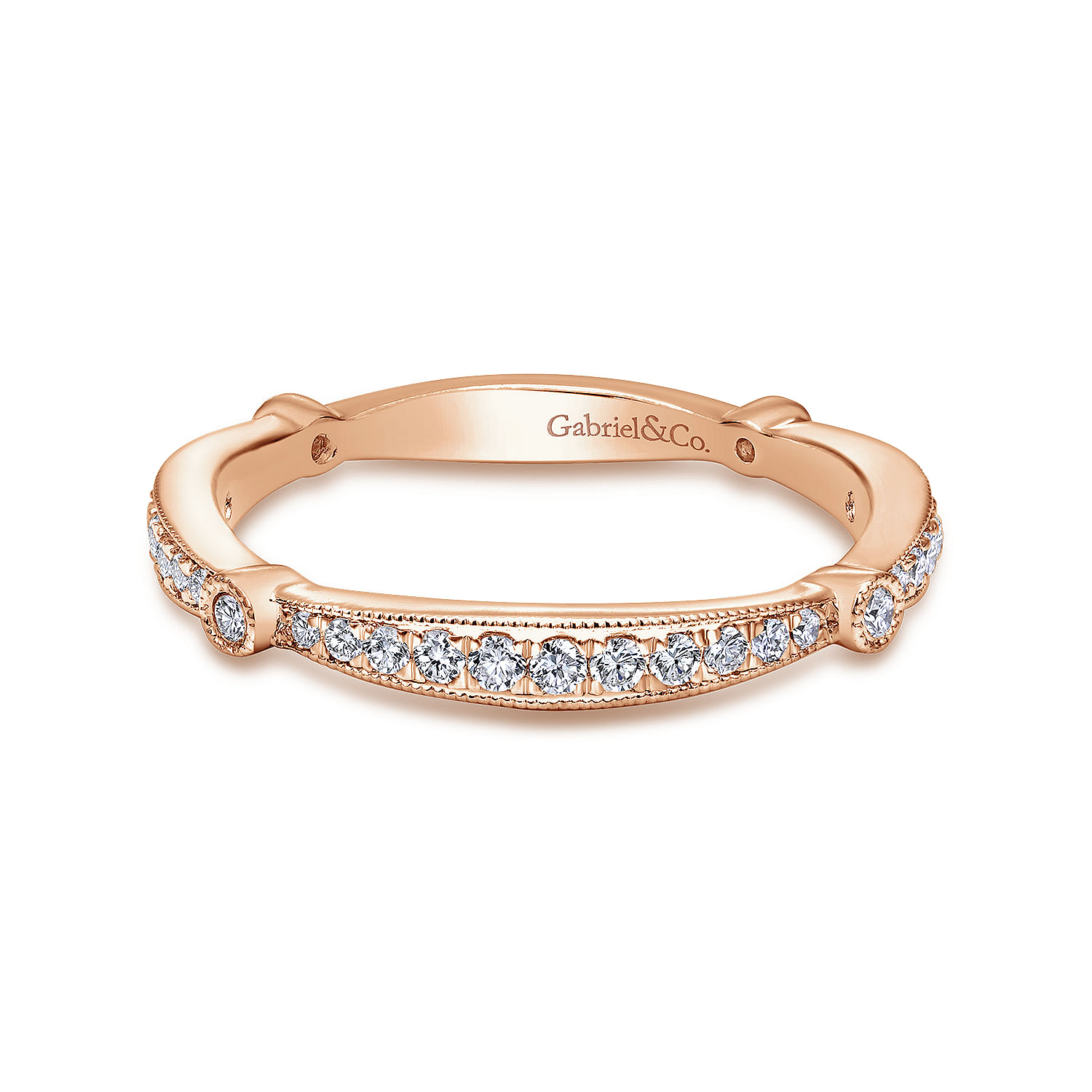 14k Pink Gold Diamond Curved 14k Pink Gold Diamond Curved