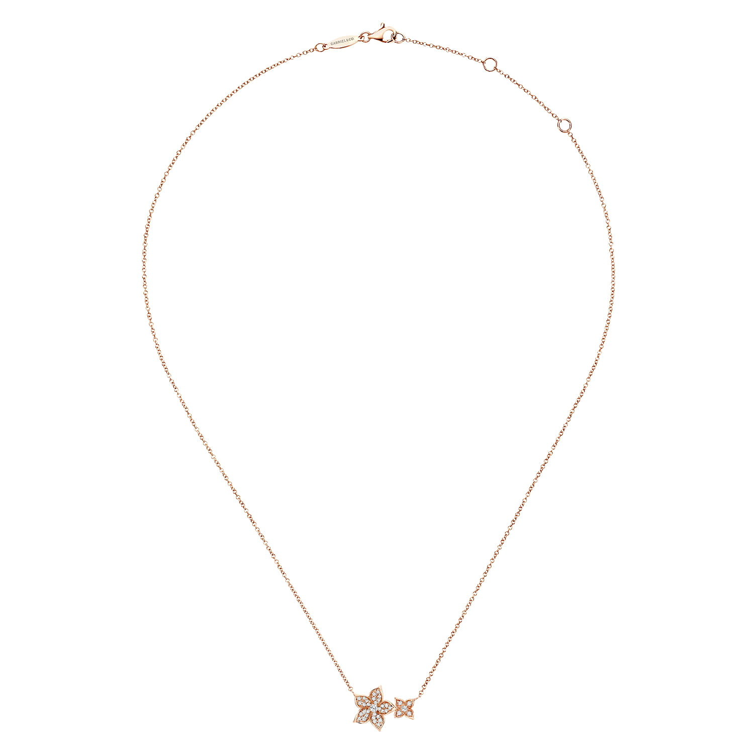 14k Pink Gold Diamond Fashion Necklace angle 2 14k Pink Gold Diamond Fashion Necklace angle 2