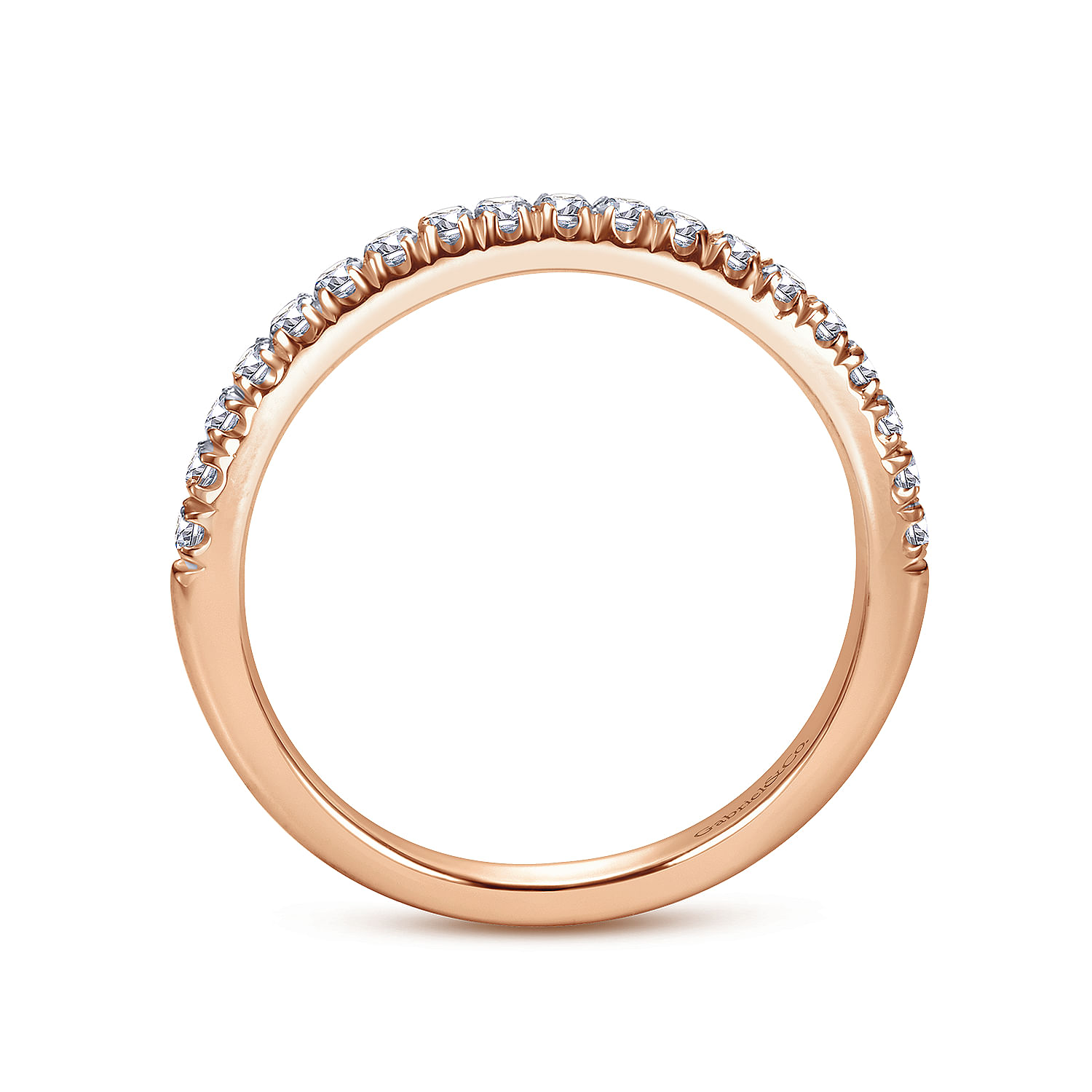 14k Pink Gold Diamond Straight Wedding Band angle 2 14k Pink Gold Diamond Straight Wedding Band angle 2