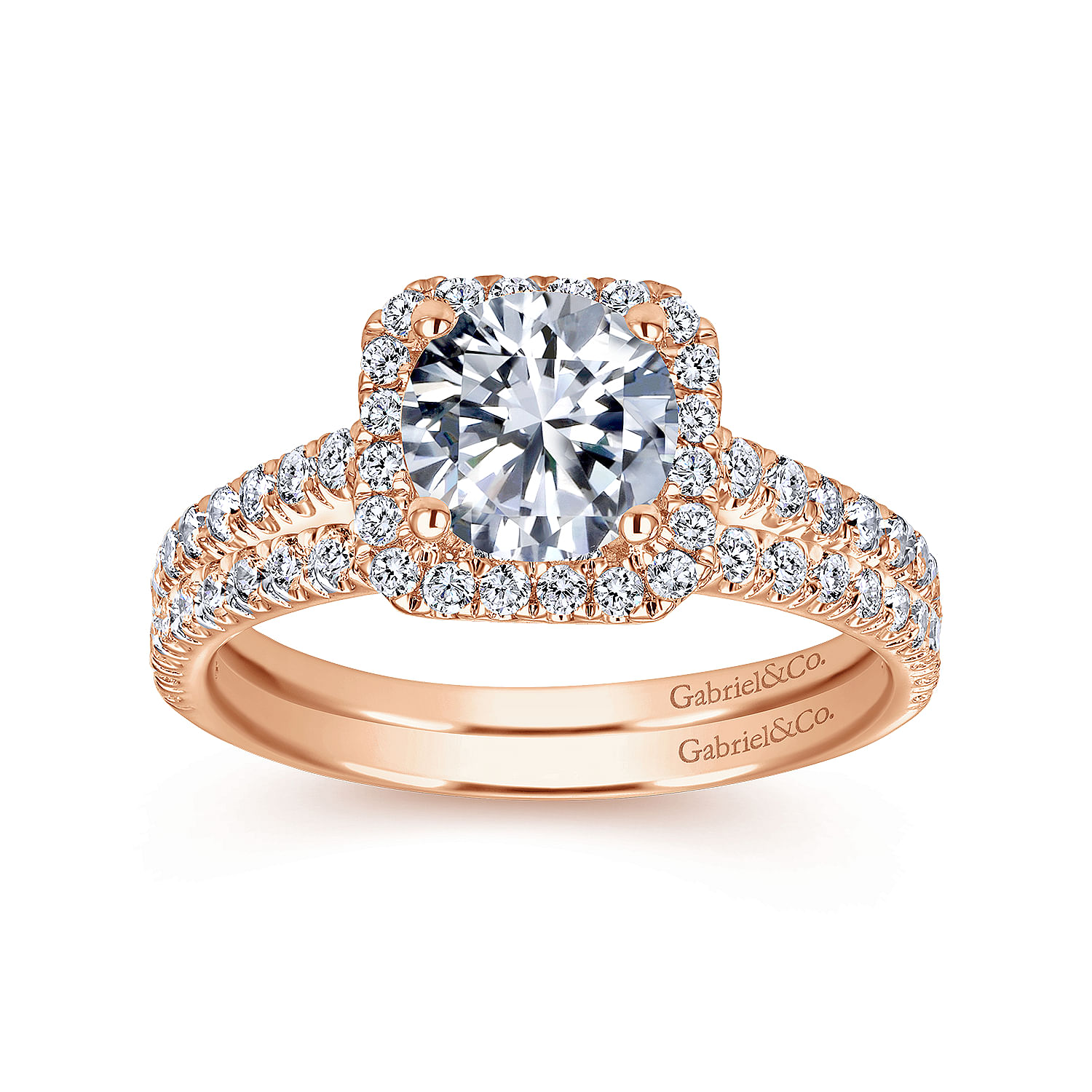 14k Pink Gold Diamond Straight Wedding Band angle 4 14k Pink Gold Diamond Straight Wedding Band angle 4