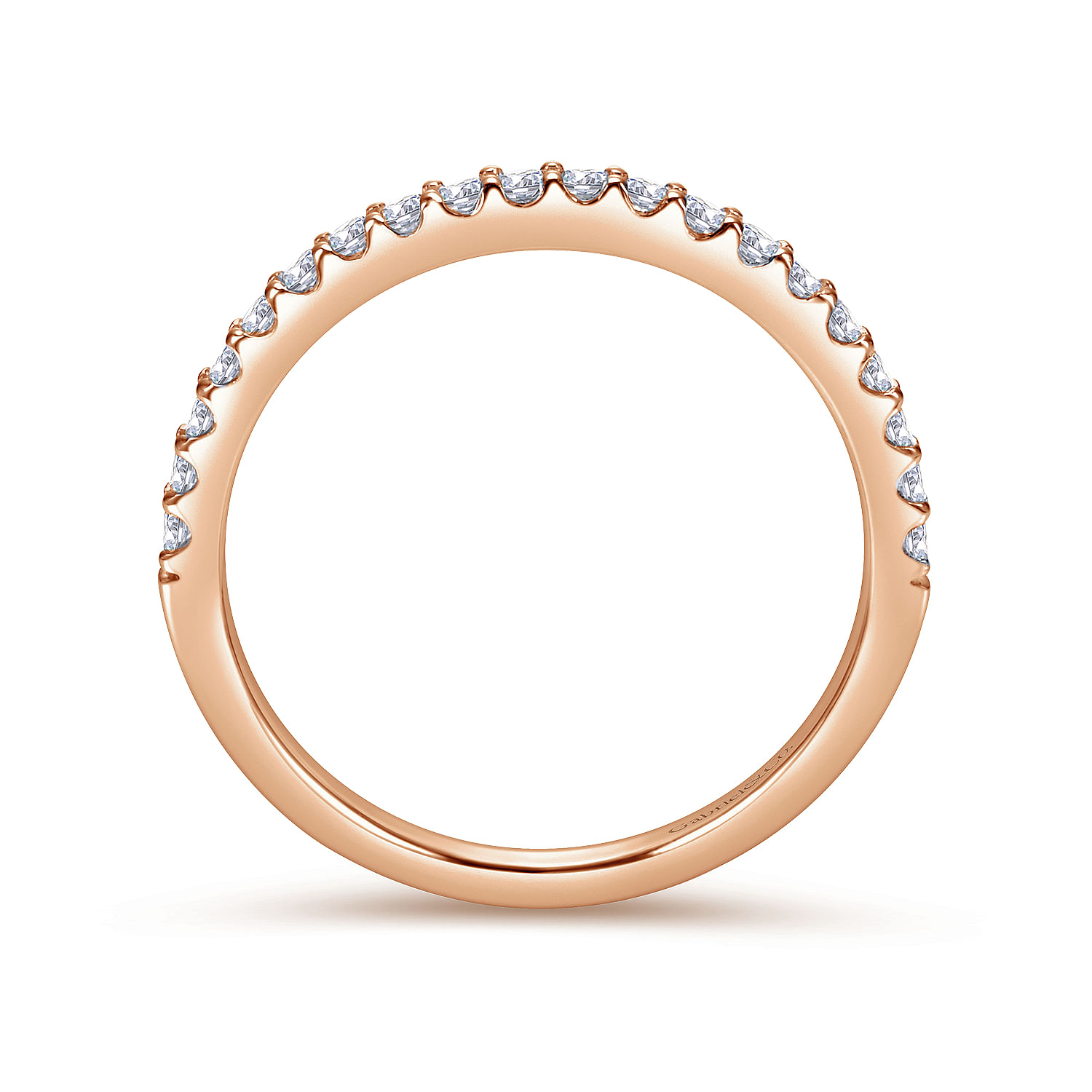 14k Pink Gold Diamond Straight Wedding Band angle 2 14k Pink Gold Diamond Straight Wedding Band angle 2