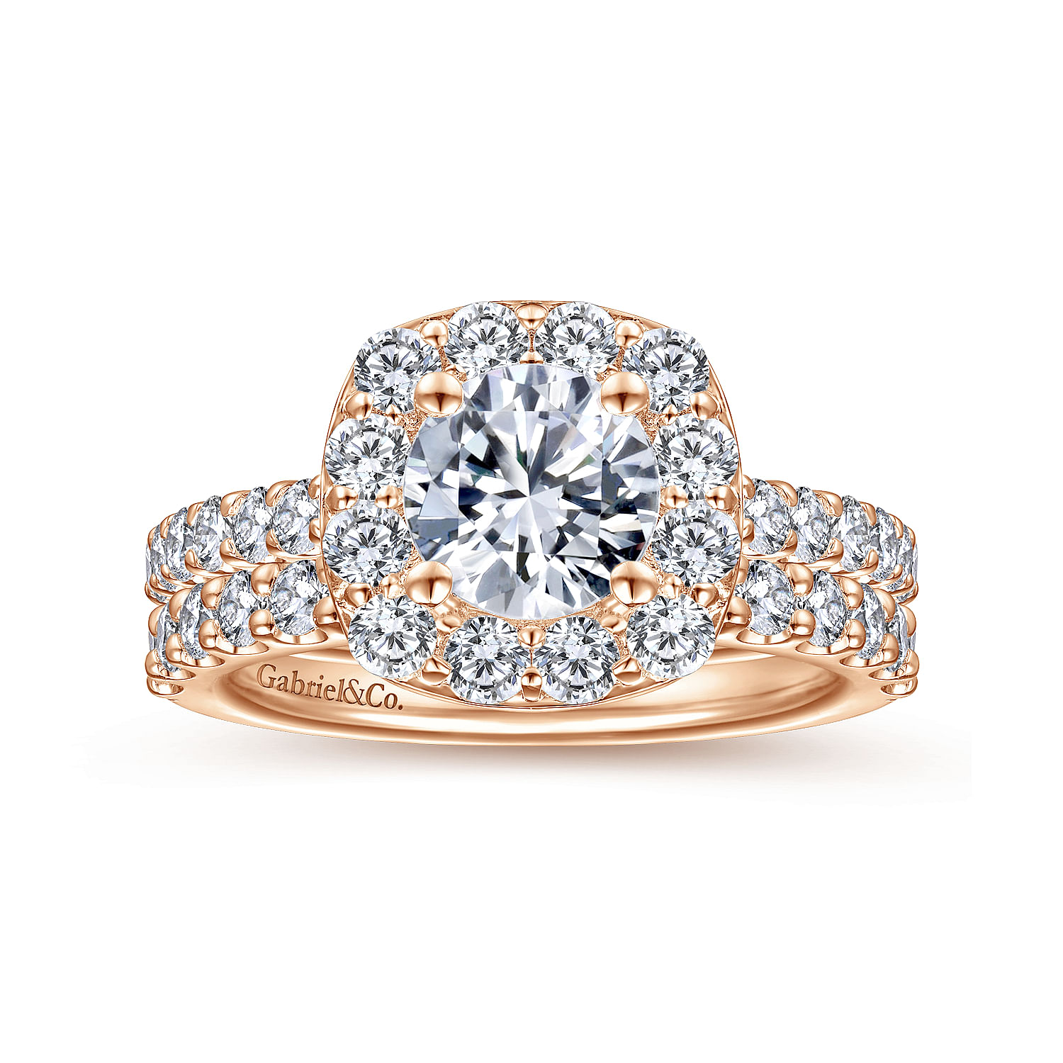 14k Pink Gold Diamond Straight Wedding Band angle 4 14k Pink Gold Diamond Straight Wedding Band angle 4