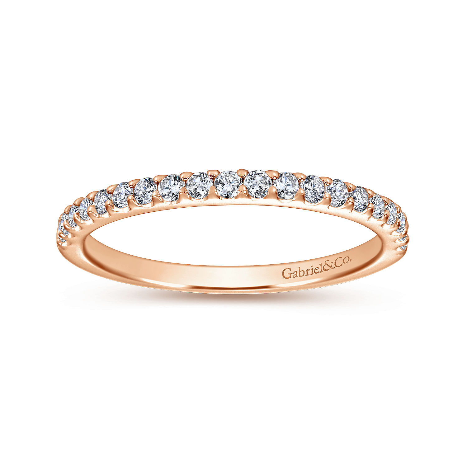 14k Pink Gold Diamond Straight Wedding Band angle 5 14k Pink Gold Diamond Straight Wedding Band angle 5