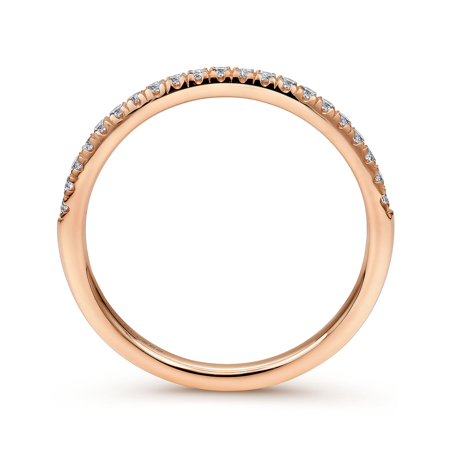 14k Pink Gold Diamond Straight Wedding Band angle 2 14k Pink Gold Diamond Straight Wedding Band angle 2