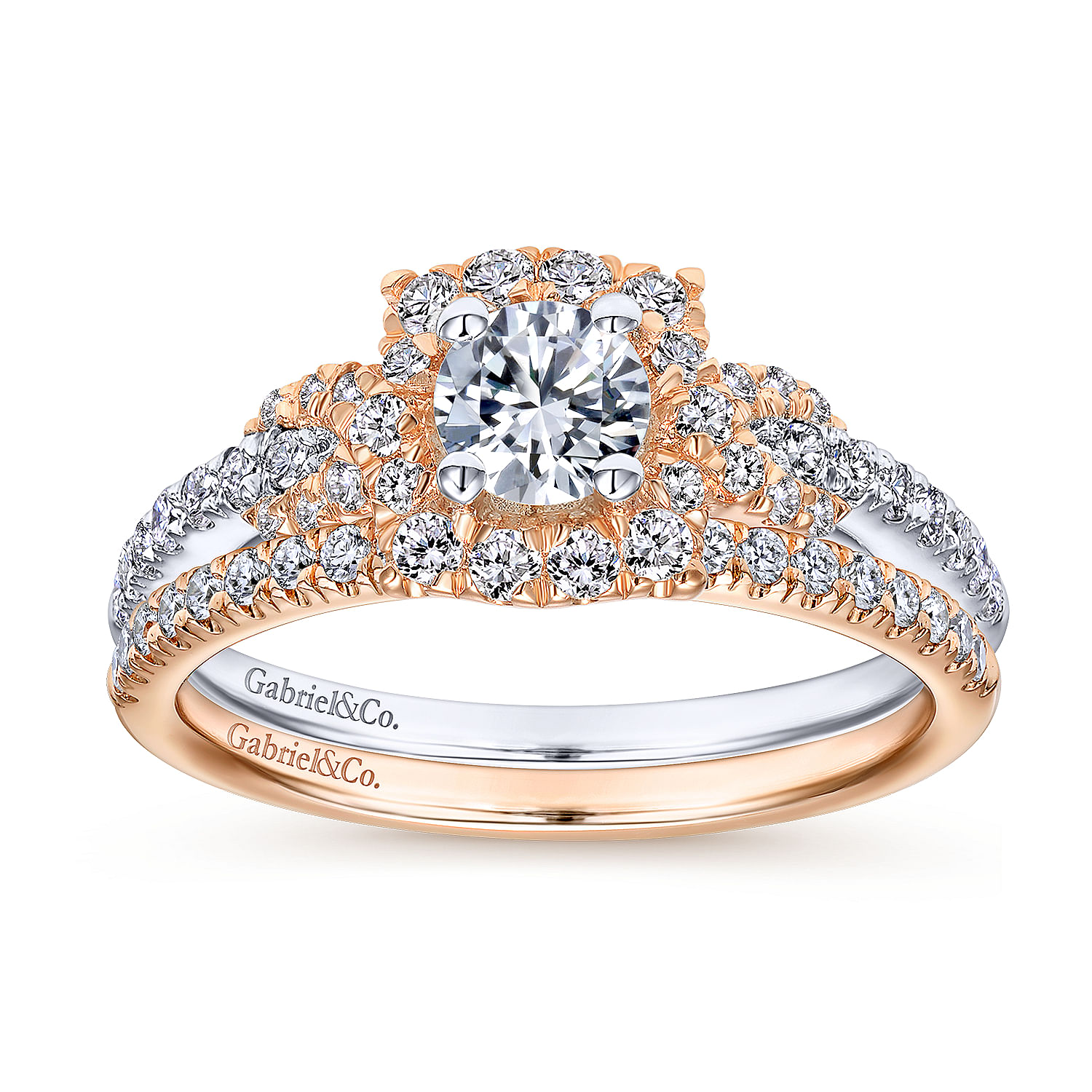 14k Pink Gold Diamond Straight Wedding Band angle 4 14k Pink Gold Diamond Straight Wedding Band angle 4