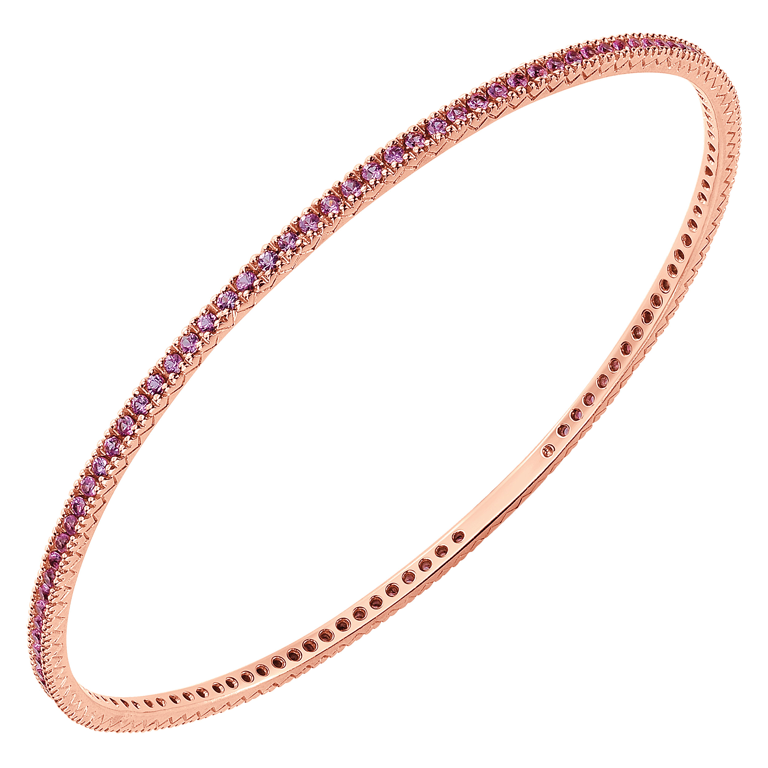 14k Pink Gold Pink Sapphire Bangle angle 2 14k Pink Gold Pink Sapphire Bangle angle 2