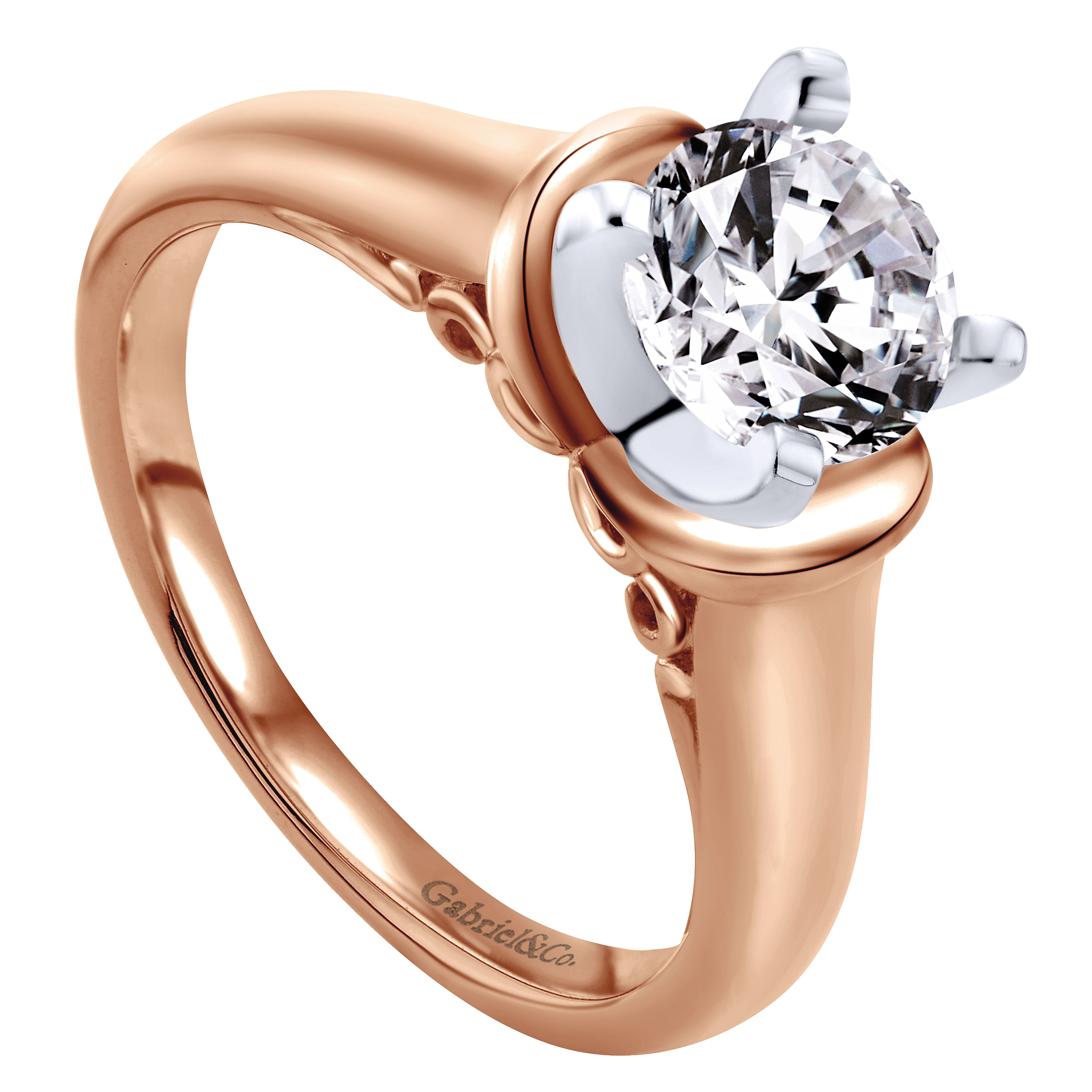 14k Pink Gold Solitaire Engagement Ring angle 3 14k Pink Gold Solitaire Engagement Ring angle 3