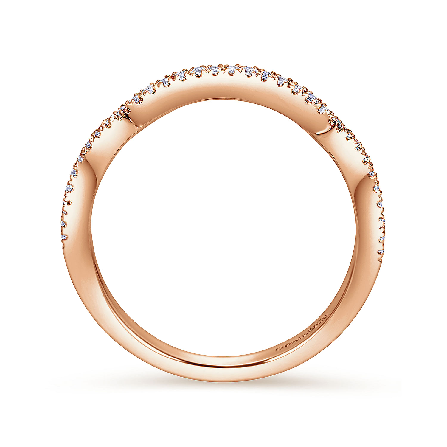 14k Rose Gold Contemporary Curved Wedding Band angle 2 14k Rose Gold Contemporary Curved Wedding Band angle 2