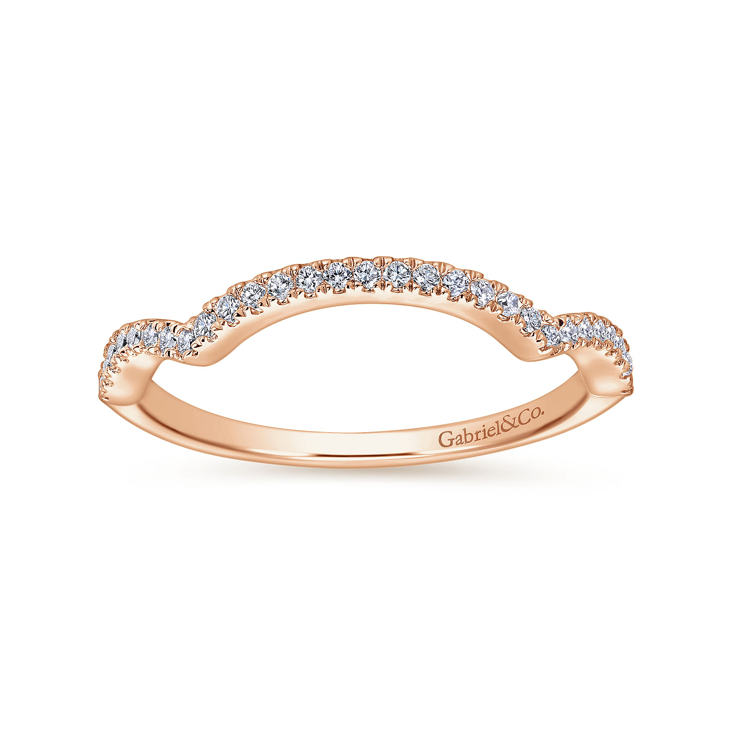 14k Rose Gold Contemporary Curved Wedding Band angle 5 14k Rose Gold Contemporary Curved Wedding Band angle 5