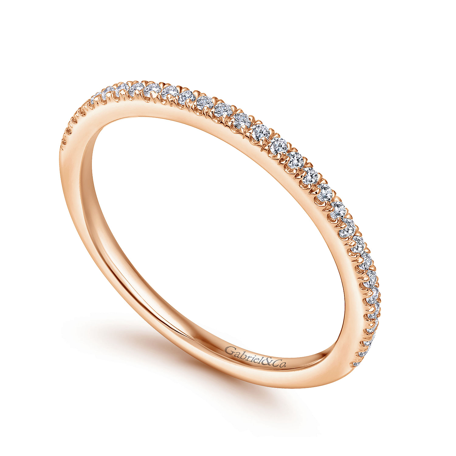 14k Rose Gold Contemporary Straight Wedding Band angle 3 14k Rose Gold Contemporary Straight Wedding Band angle 3