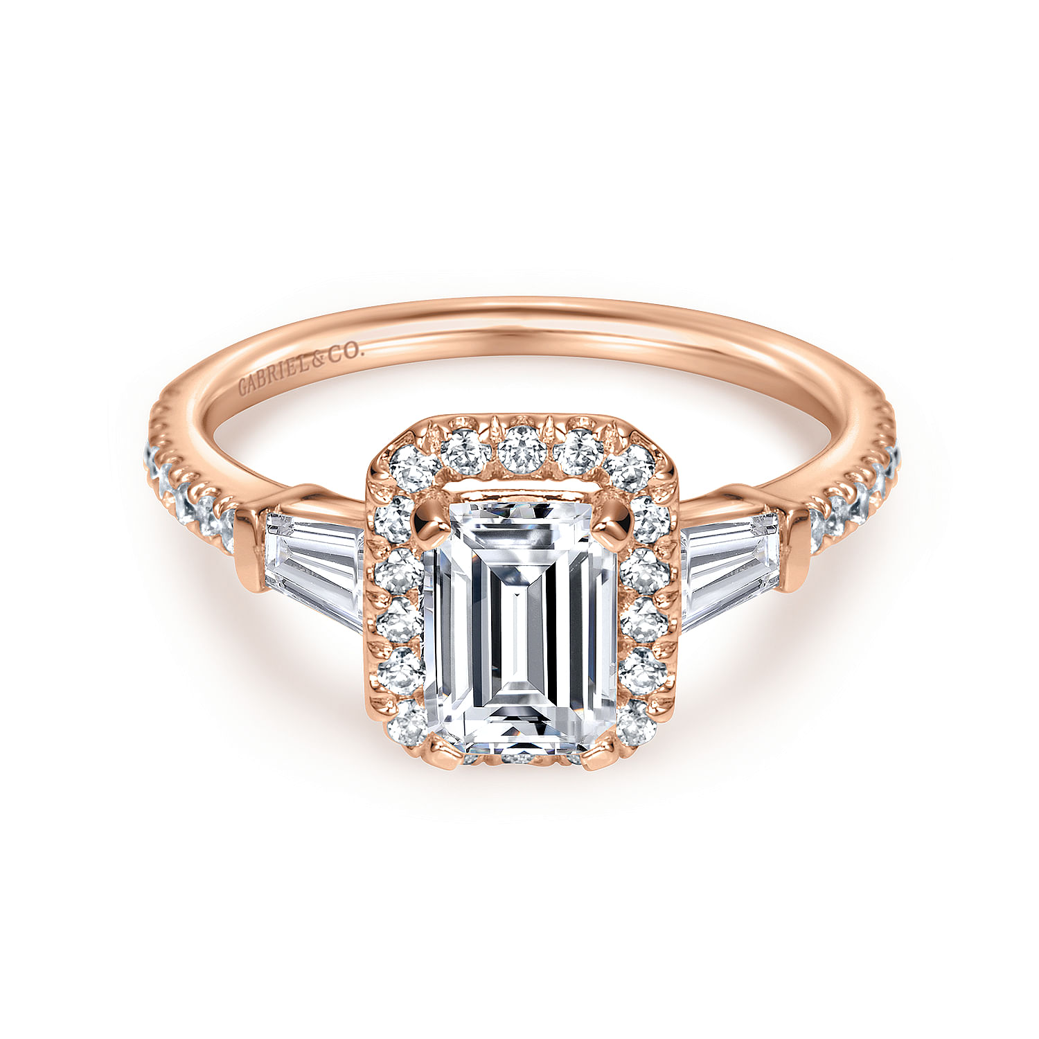 14k Rose Gold Emerald Cut Halo 14k Rose Gold Emerald Cut Halo