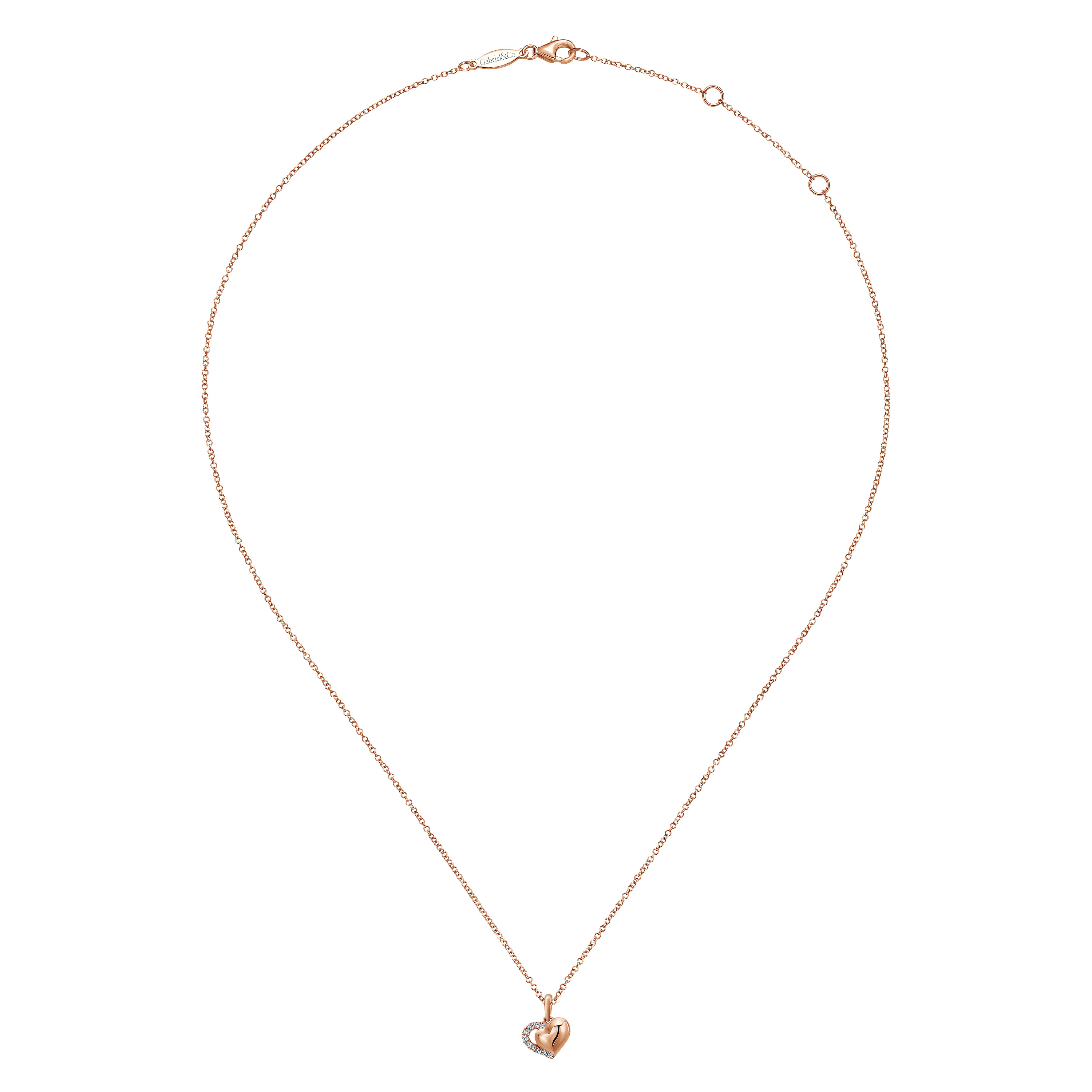 14k Rose Gold Eternal Love Heart Necklace angle 2 14k Rose Gold Eternal Love Heart Necklace angle 2