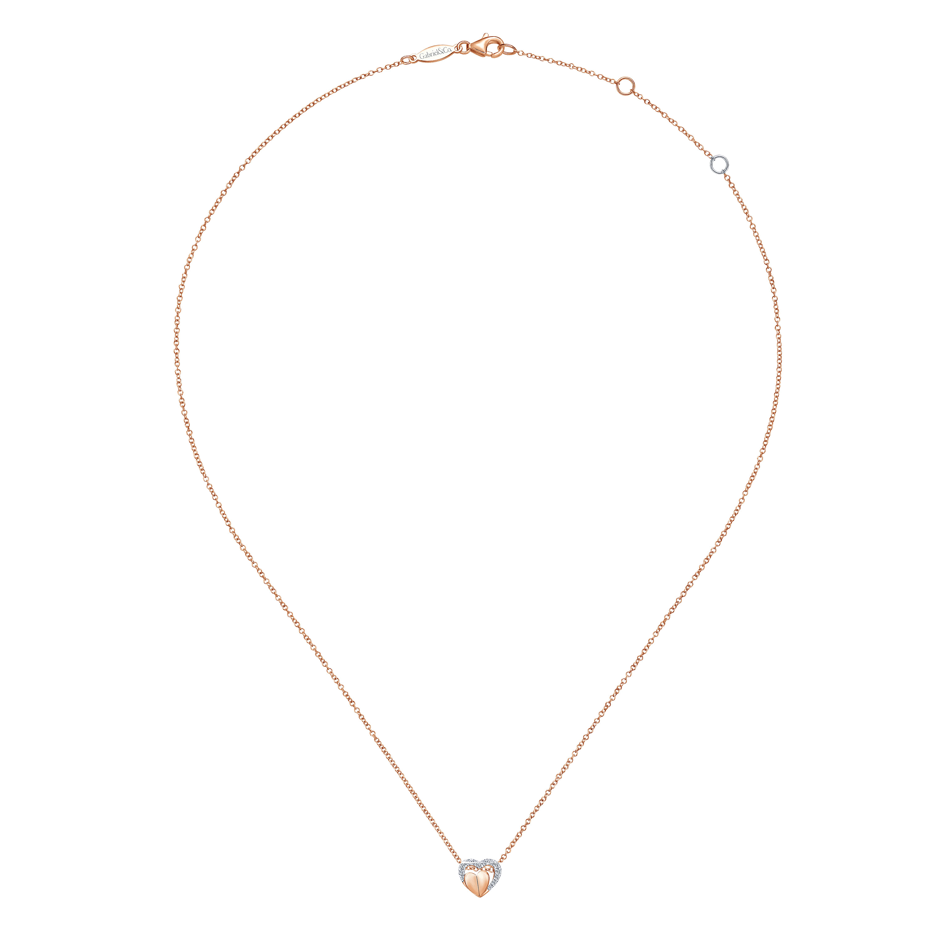 14k Rose Gold Eternal Love Heart Necklace angle 2 14k Rose Gold Eternal Love Heart Necklace angle 2