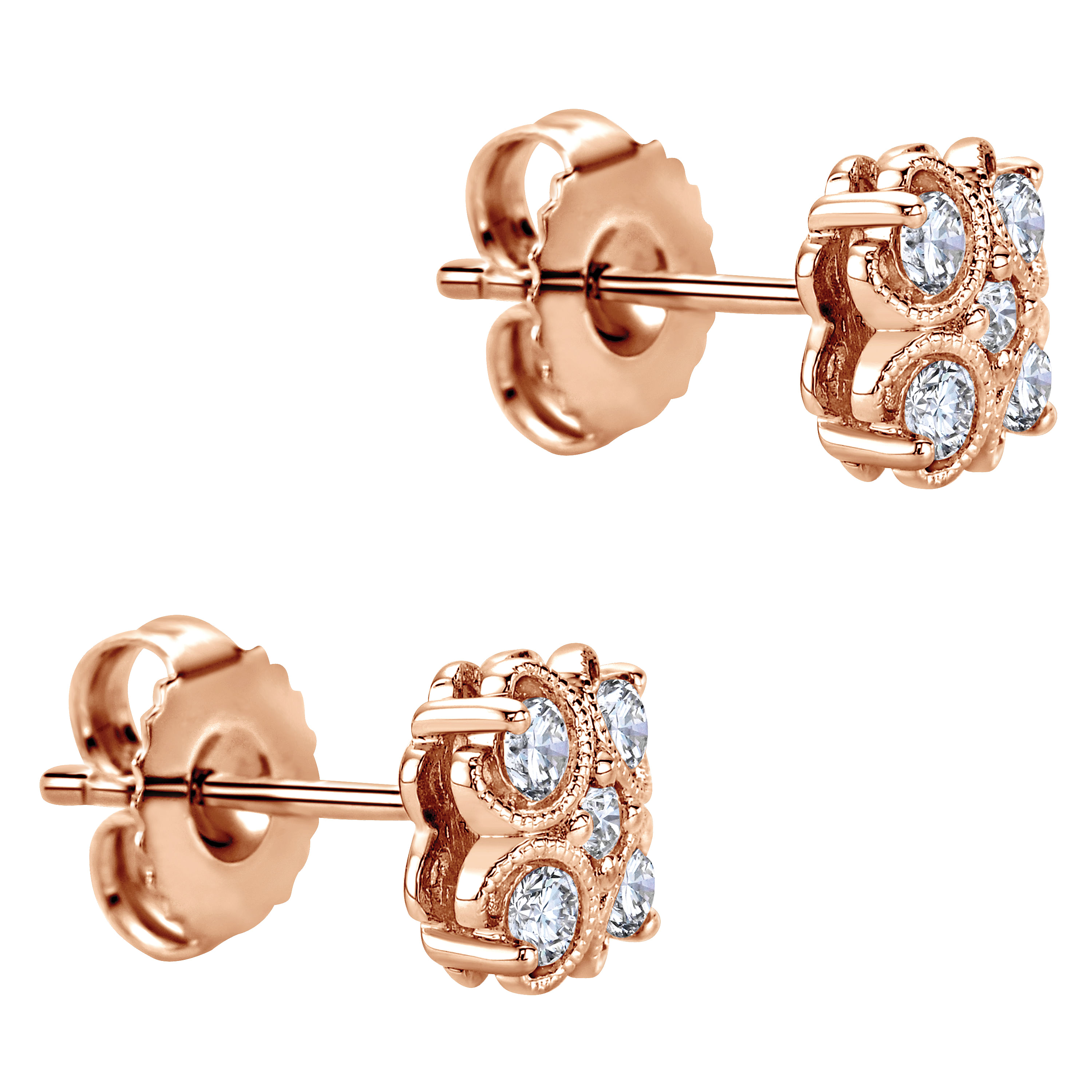 14k Rose Gold Victorian Stud Earrings | EG11810K45JJ