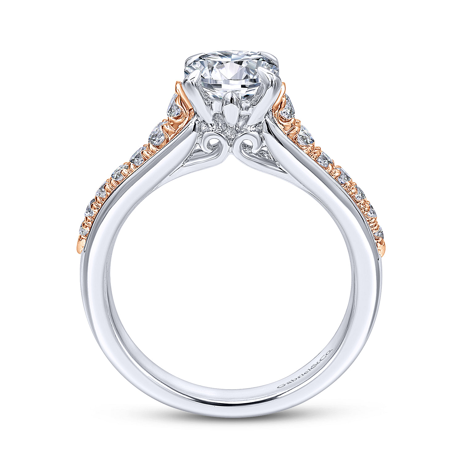 14k White And Rose Gold Round Straight Engagement Ring angle 2 14k White And Rose Gold Round Straight Engagement Ring angle 2