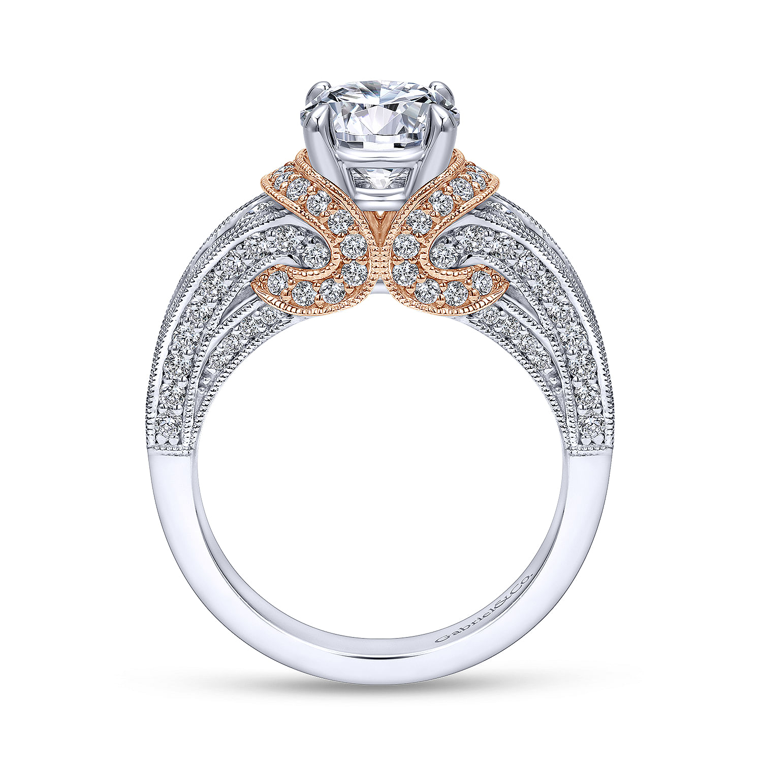 14k White And Rose Gold Round Straight Engagement Ring angle 2 14k White And Rose Gold Round Straight Engagement Ring angle 2