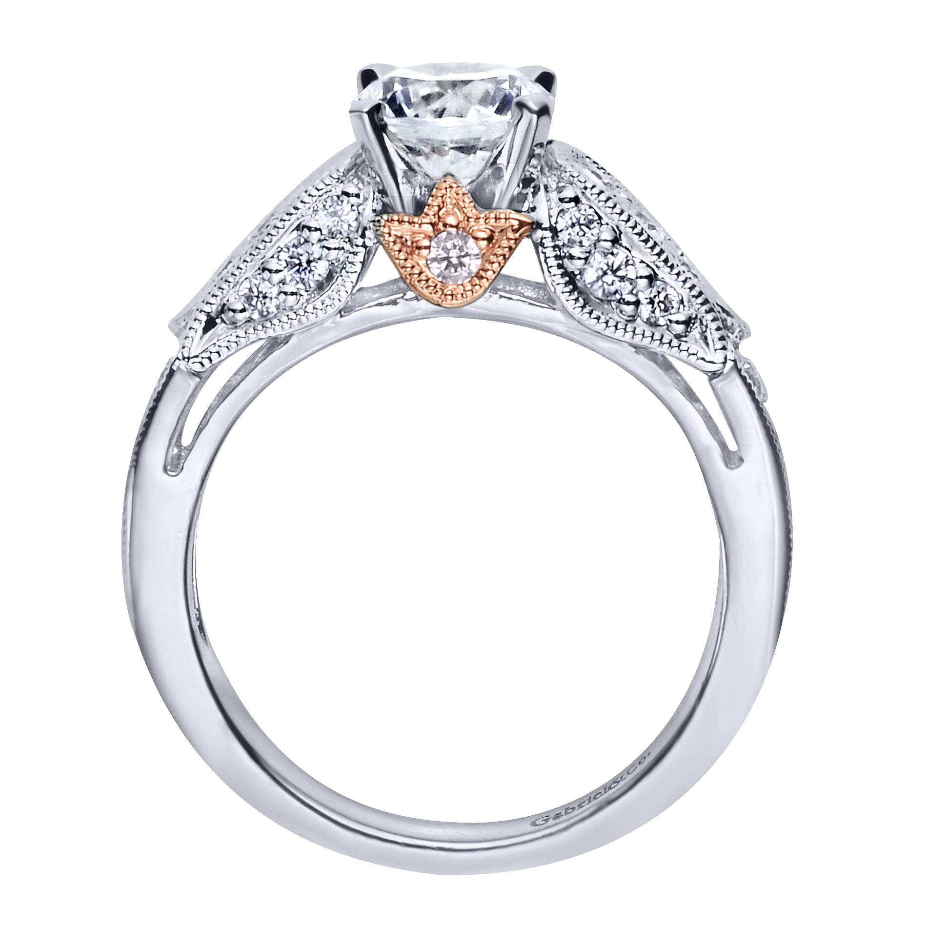 14k White And Rose Gold Round Straight Engagement Ring angle 2 14k White And Rose Gold Round Straight Engagement Ring angle 2
