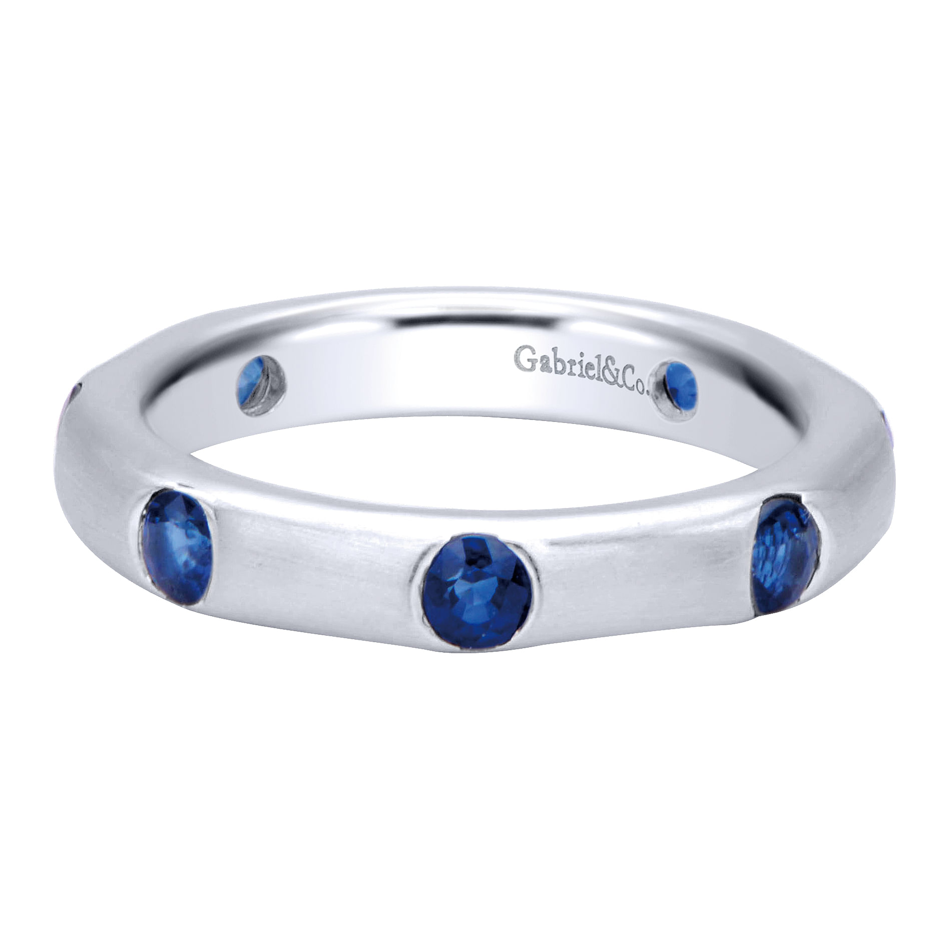 14k White Gold And Sapphire Stackable 14k White Gold And Sapphire Stackable