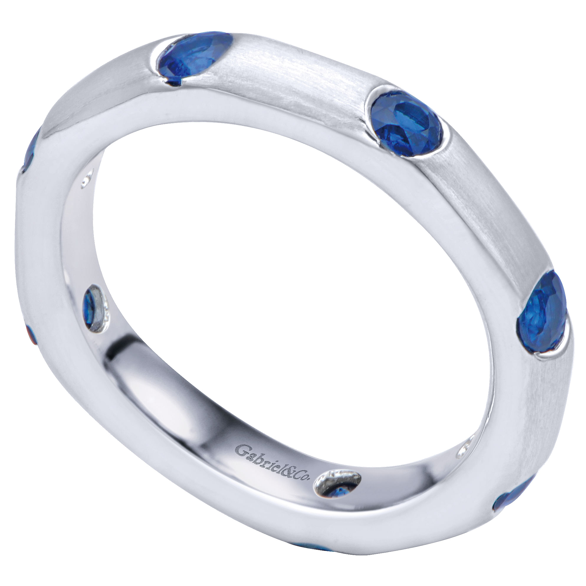 14k White Gold And Sapphire Stackable Ladies 14k White Gold And Sapphire Stackable Ladies