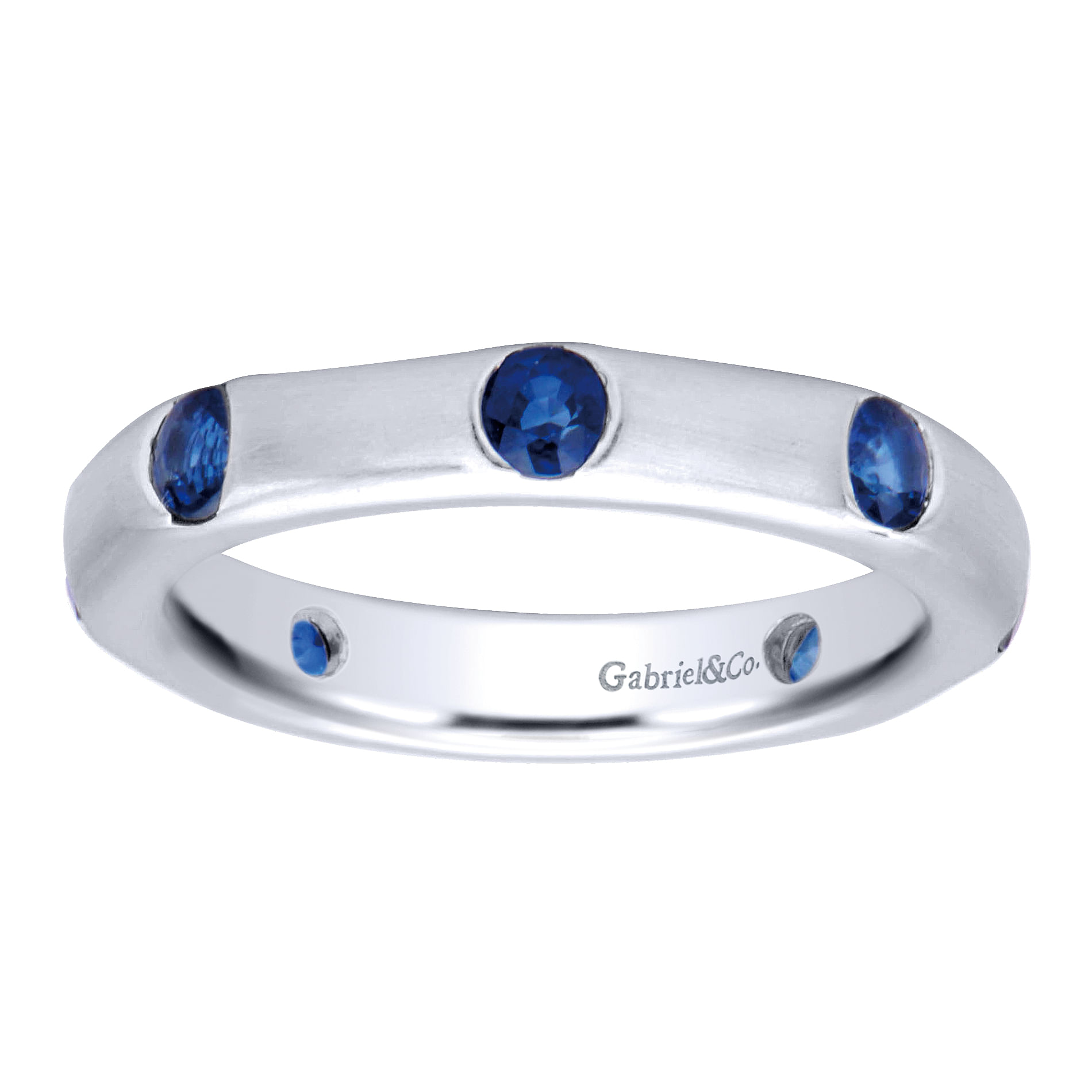 14k White Gold And Sapphire Stackable Ladies 14k White Gold And Sapphire Stackable Ladies