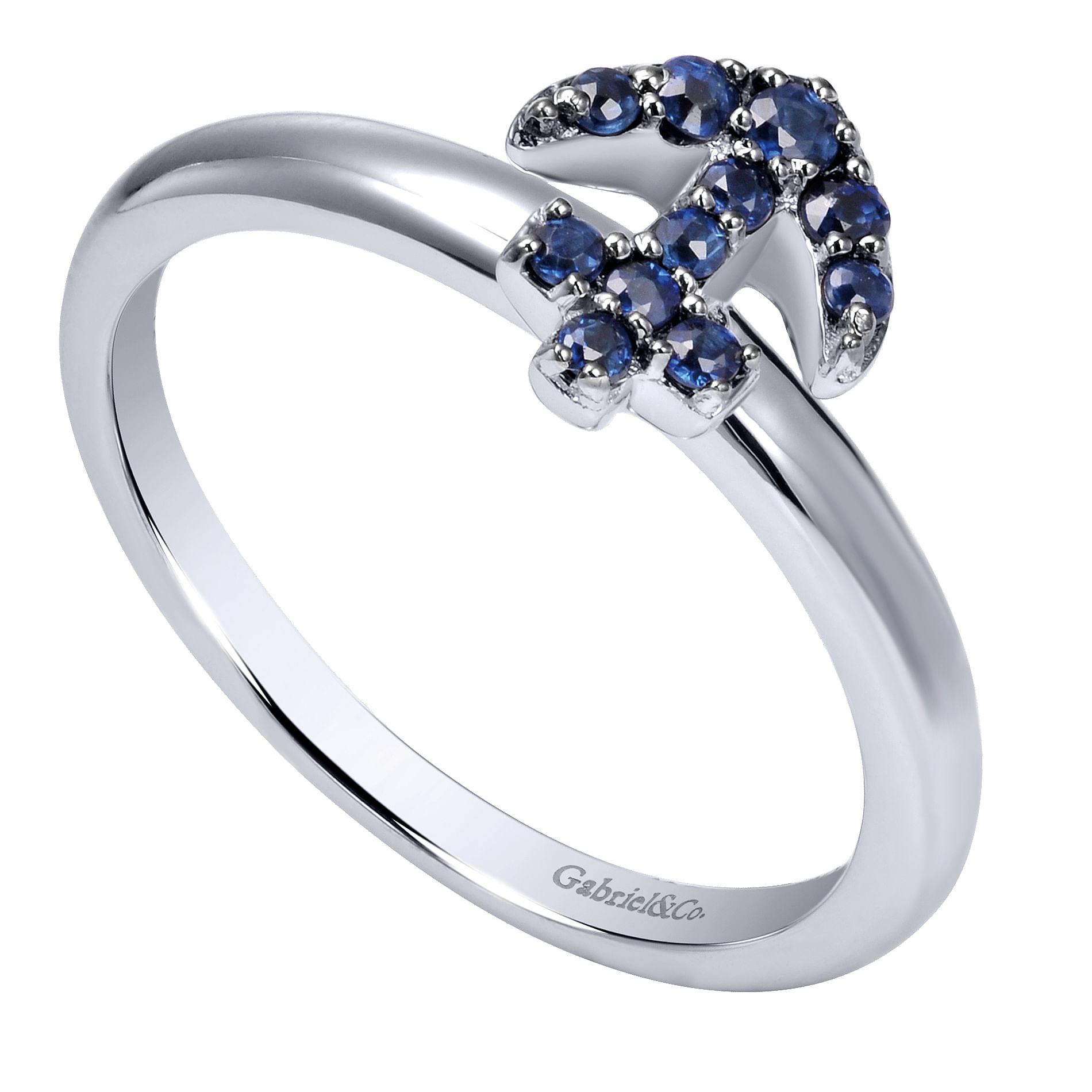14k White Gold And Sapphire Stackable Ladies 14k White Gold And Sapphire Stackable Ladies
