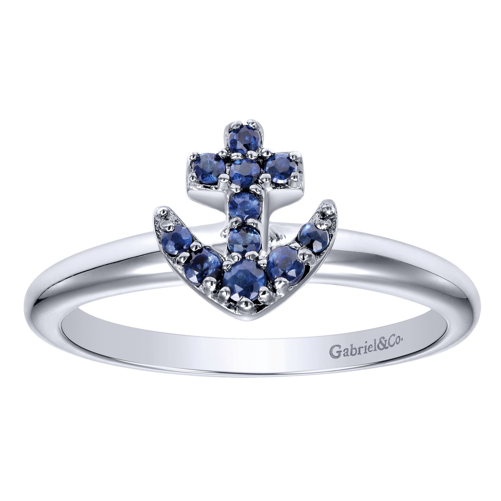 14k White Gold And Sapphire Stackable Ladies 14k White Gold And Sapphire Stackable Ladies