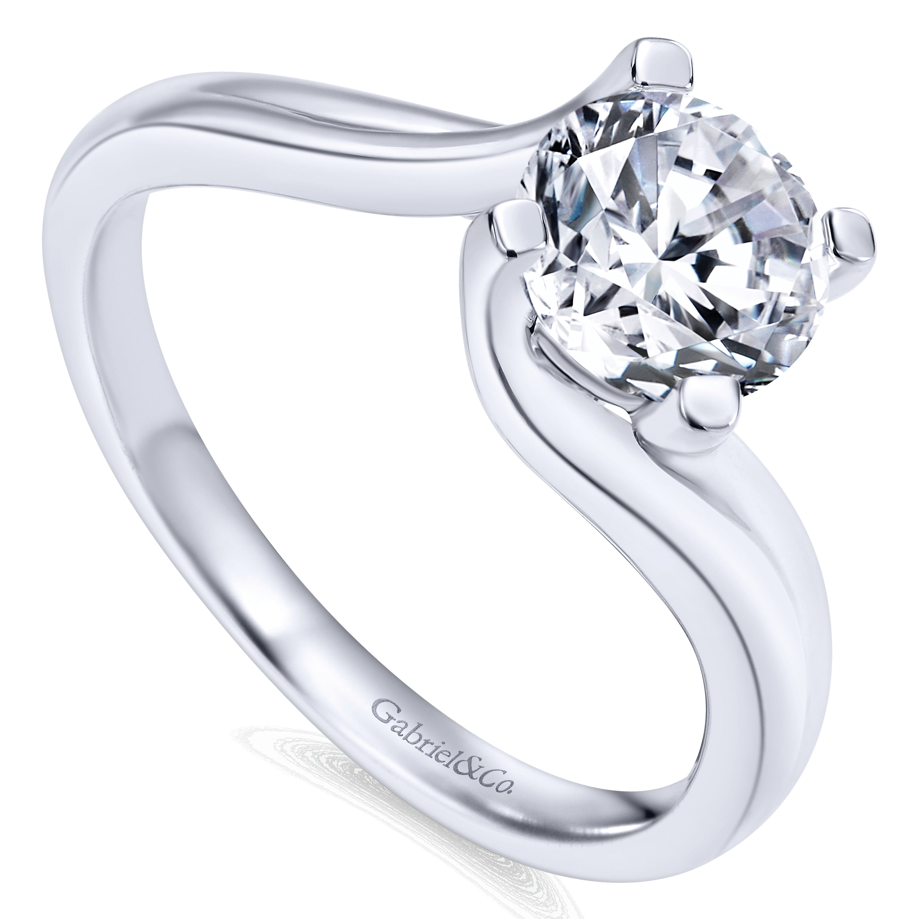 14k White Gold Bypass Engagement Ring angle 3 14k White Gold Bypass Engagement Ring angle 3