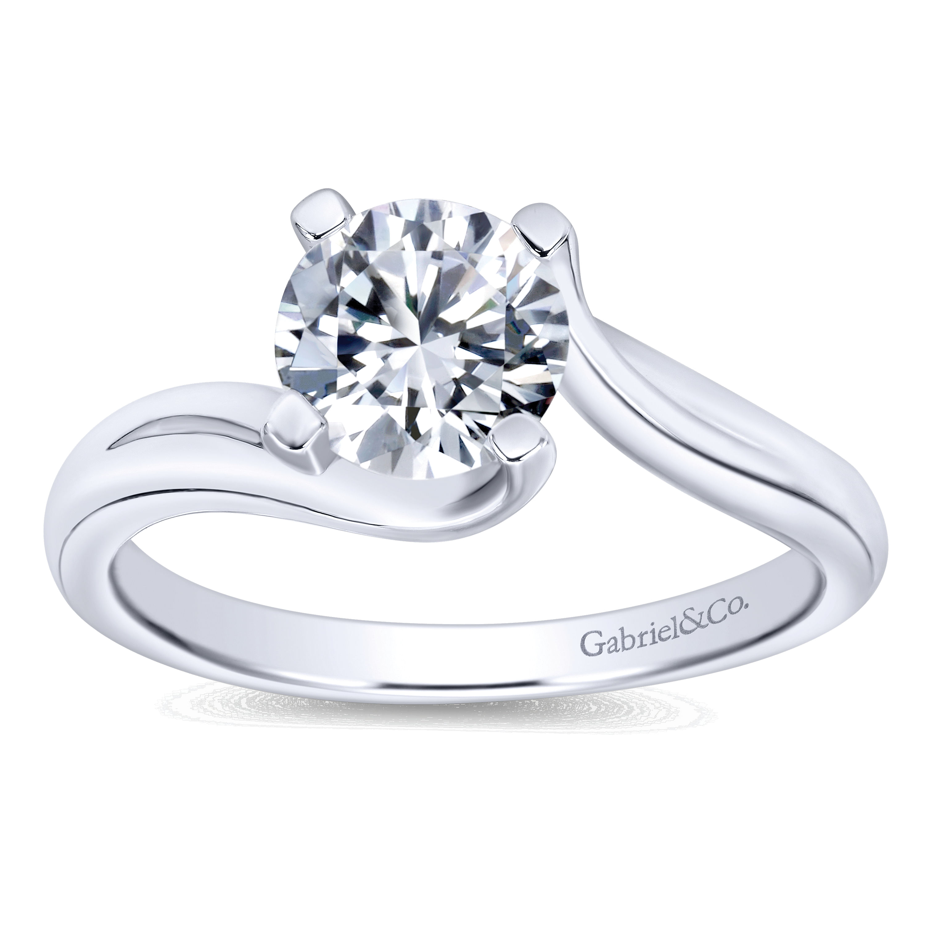 14k White Gold Bypass Engagement Ring angle 5 14k White Gold Bypass Engagement Ring angle 5