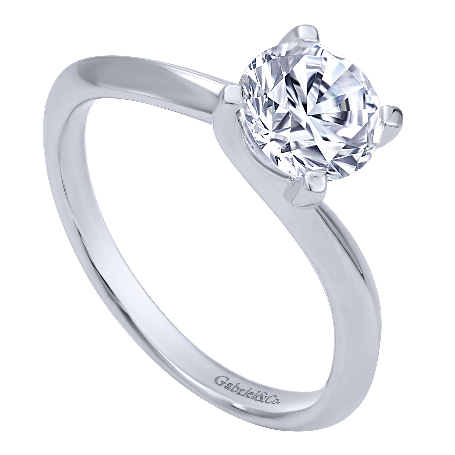 14k White Gold Bypass Engagement Ring angle 3 14k White Gold Bypass Engagement Ring angle 3